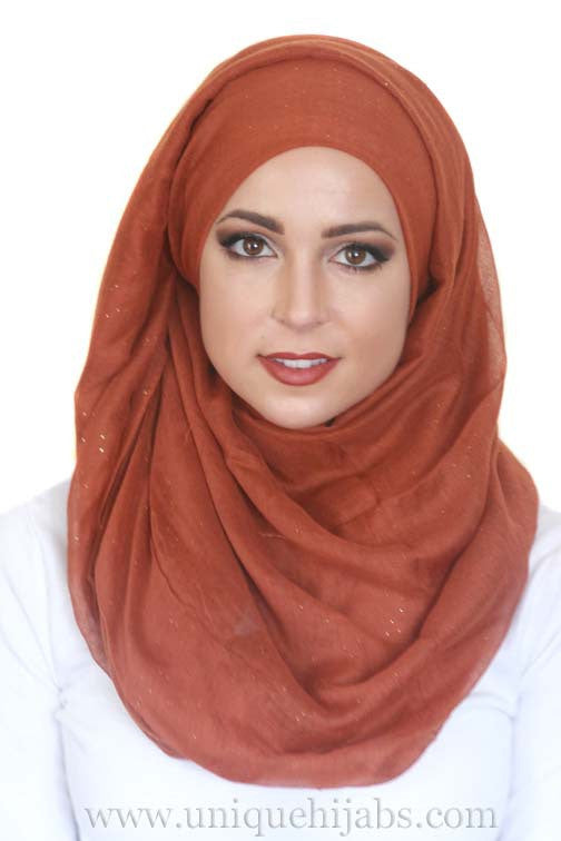 Gold Dust Light Hijab-Rust