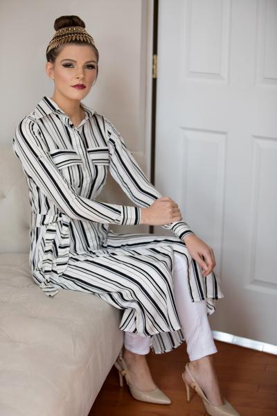White Striped Shirt Dress