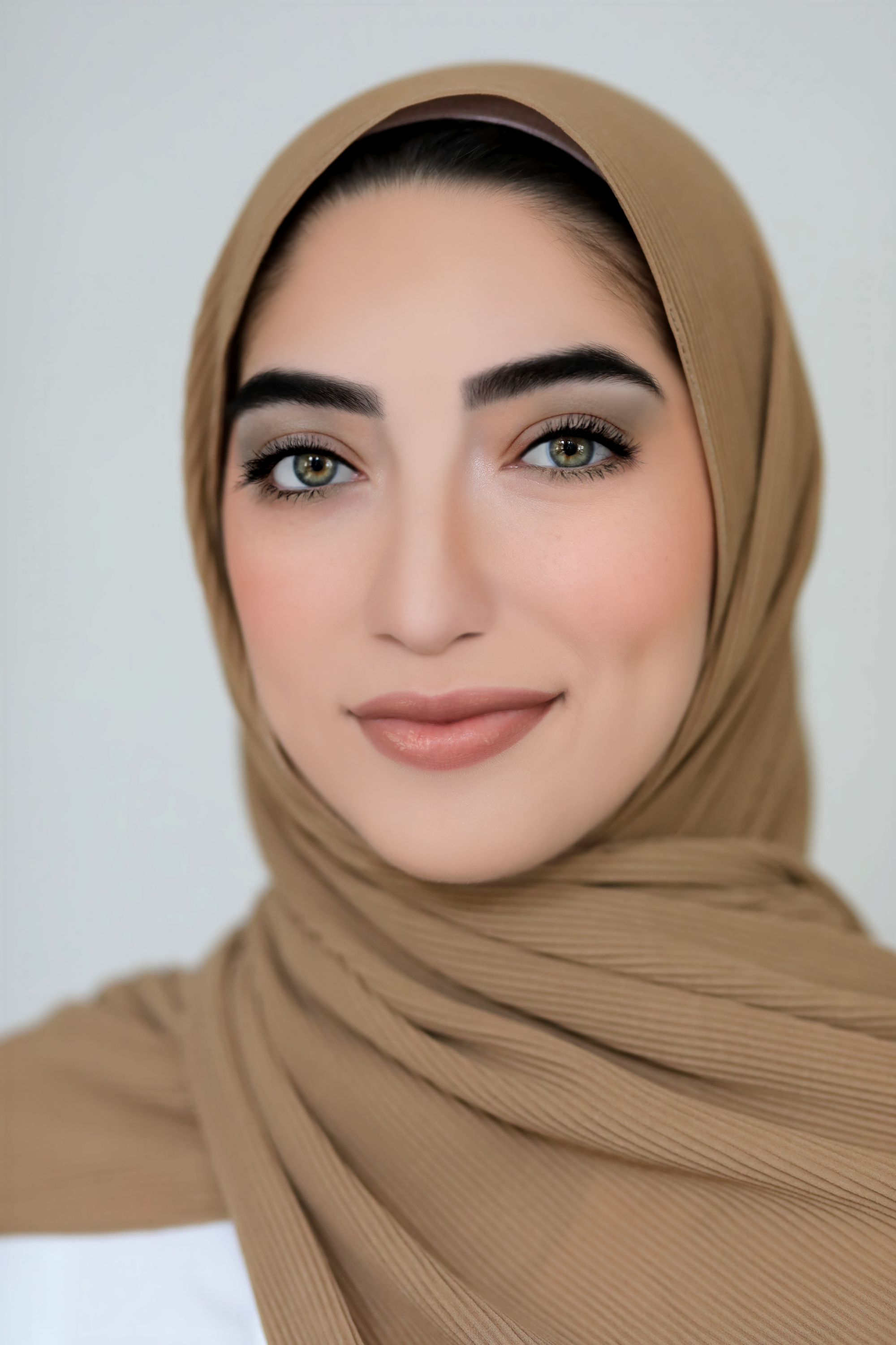 Pleated Chiffon Hijab-Tan
