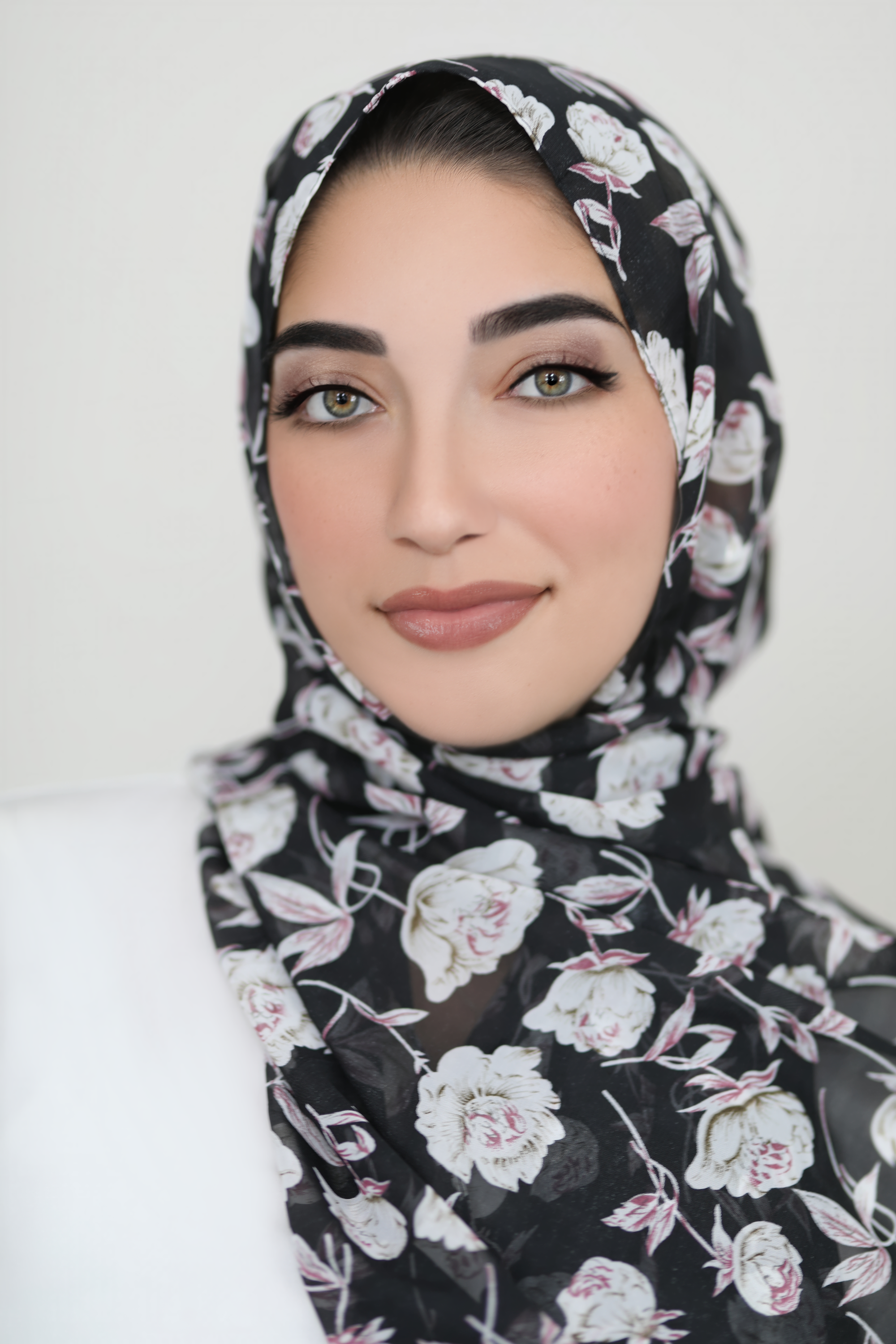 Cosmic Flower Chiffon Hijab-Black