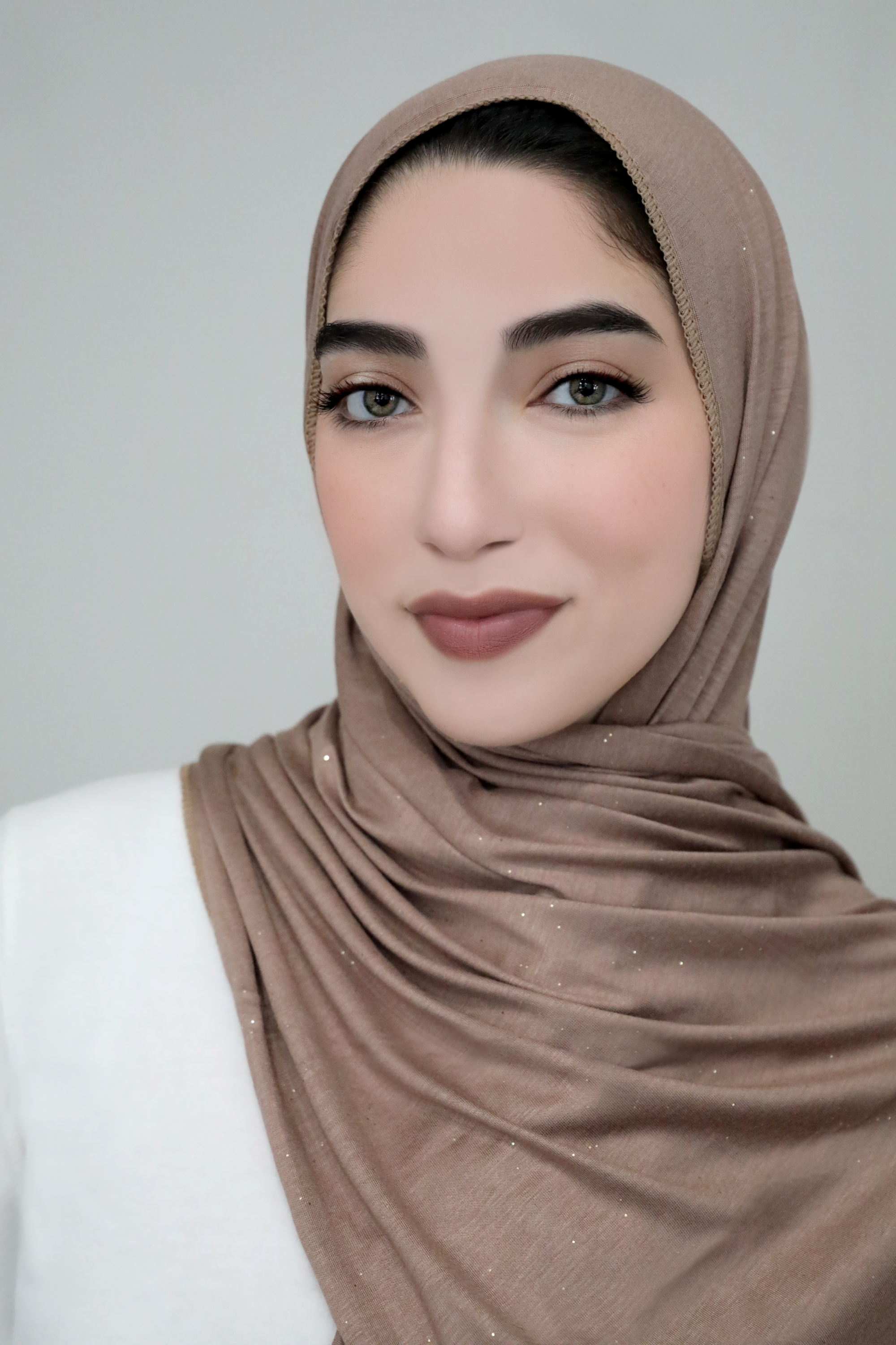 Small Shimmer Jersey Hijab-Taupe