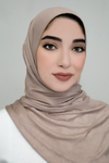Small Shimmer Jersey Hijab-Light Taupe