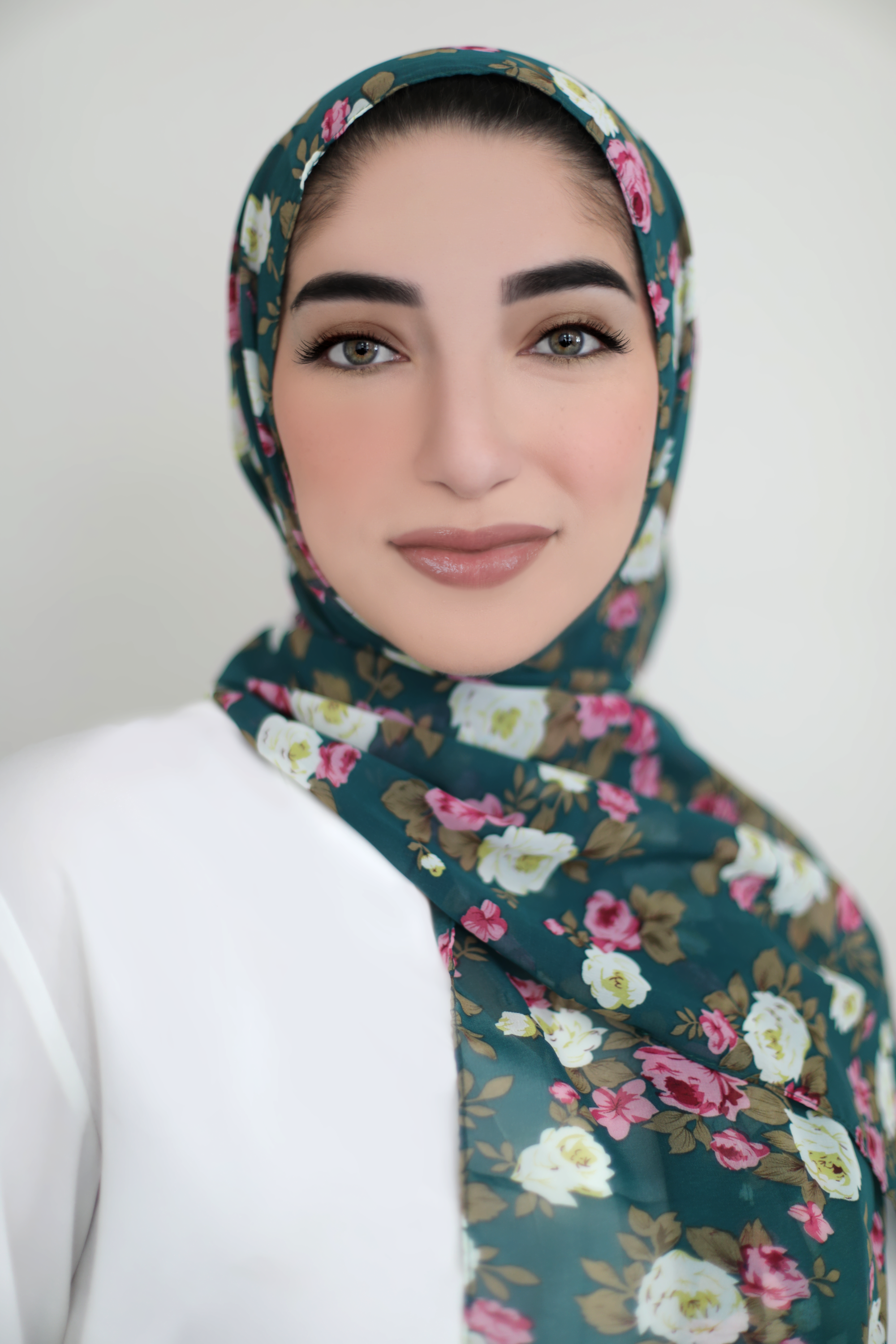 Georgette Hijab Floral-Turquoise