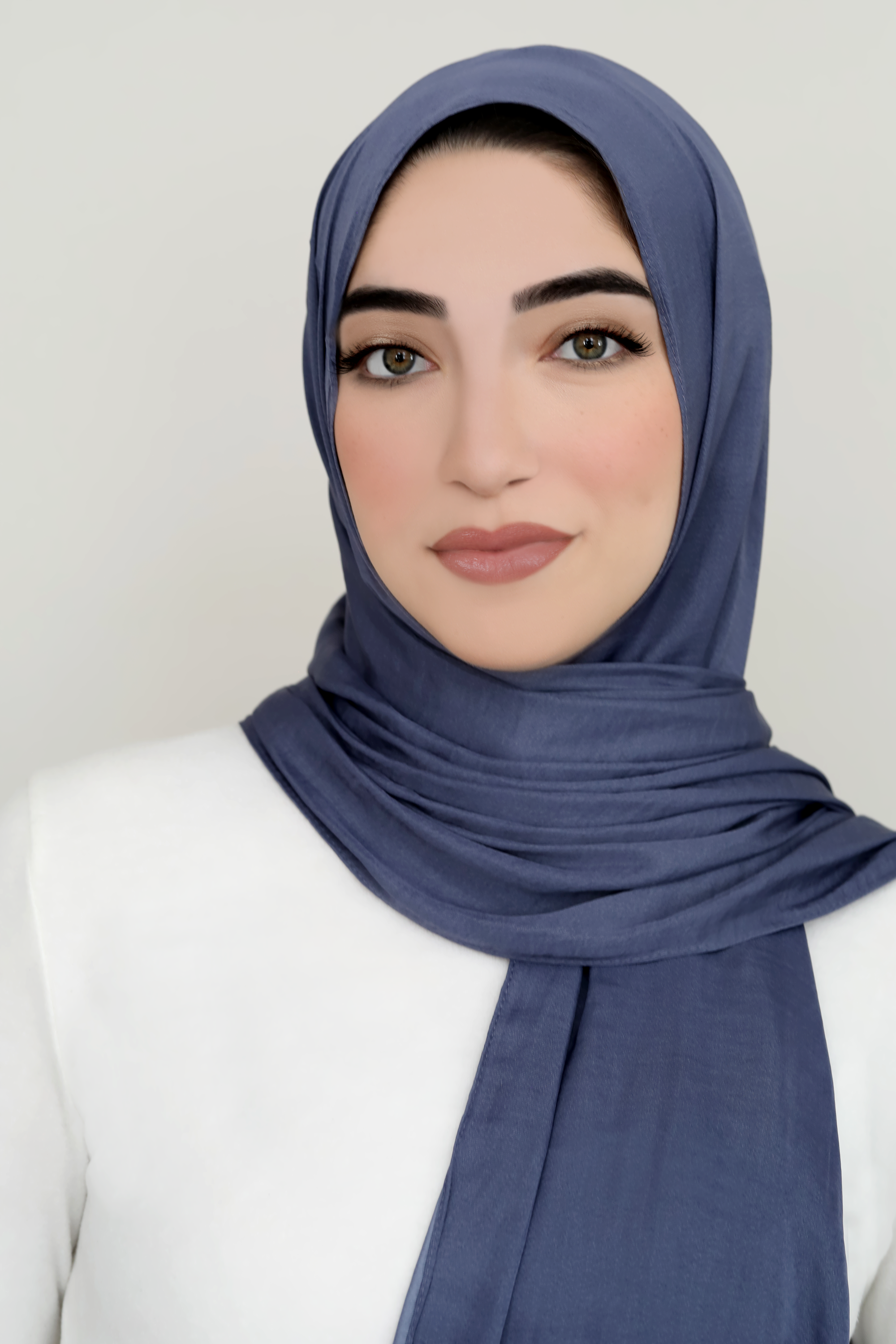 Matte Satin Hijab-Denim