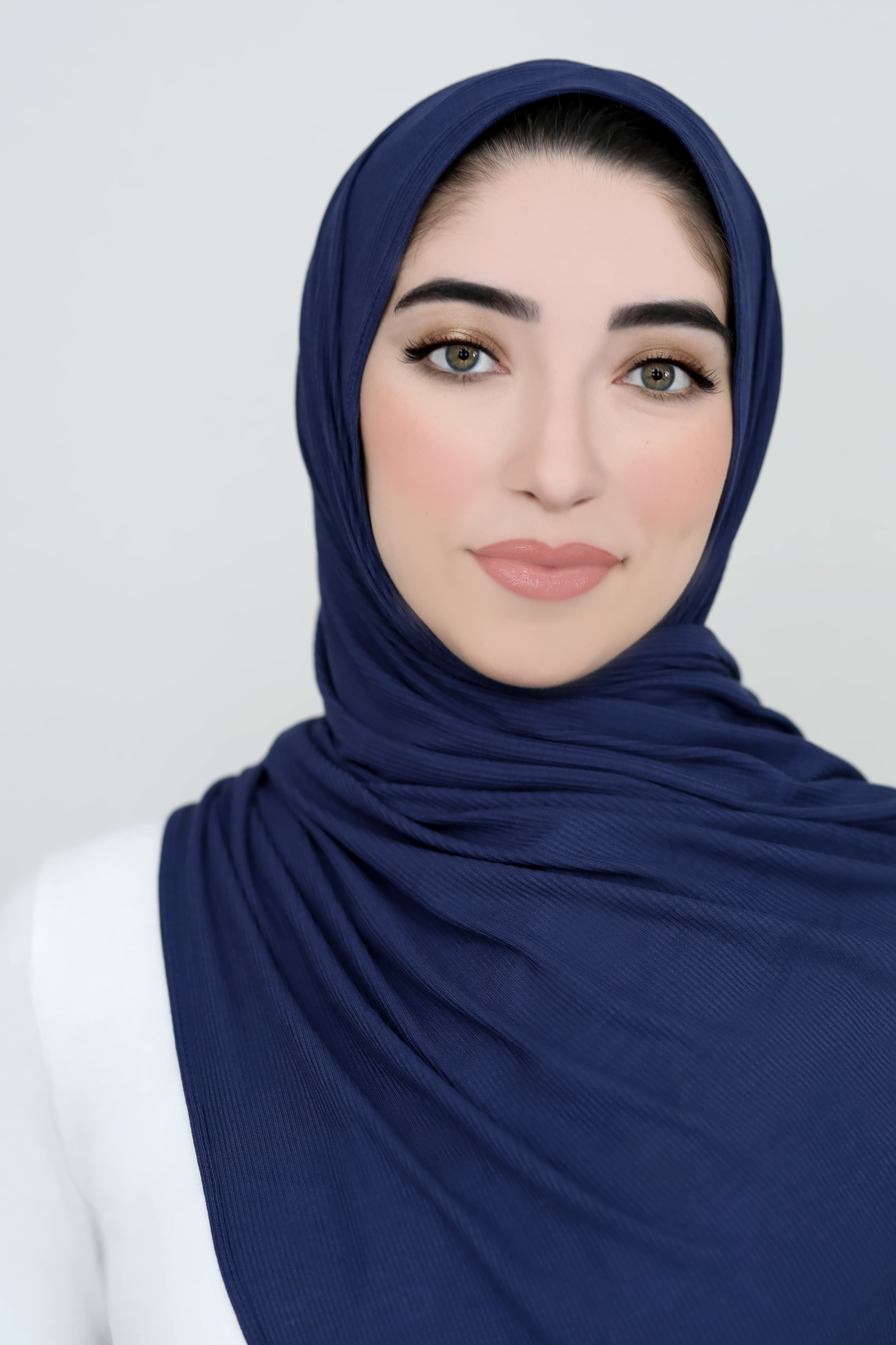 Bamboo Ribbed Jersey Hijab-Navy