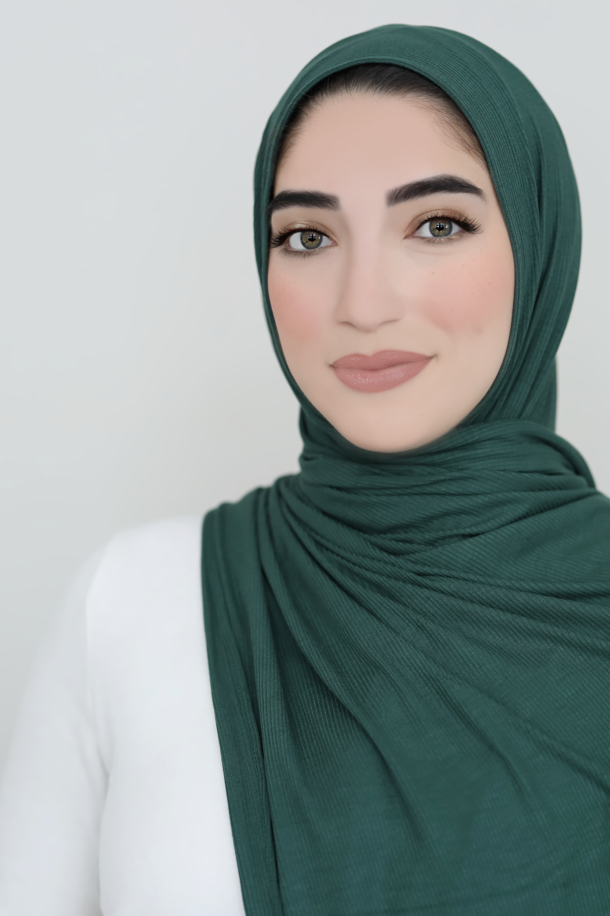 Bamboo Ribbed Jersey Hijab-Emerald