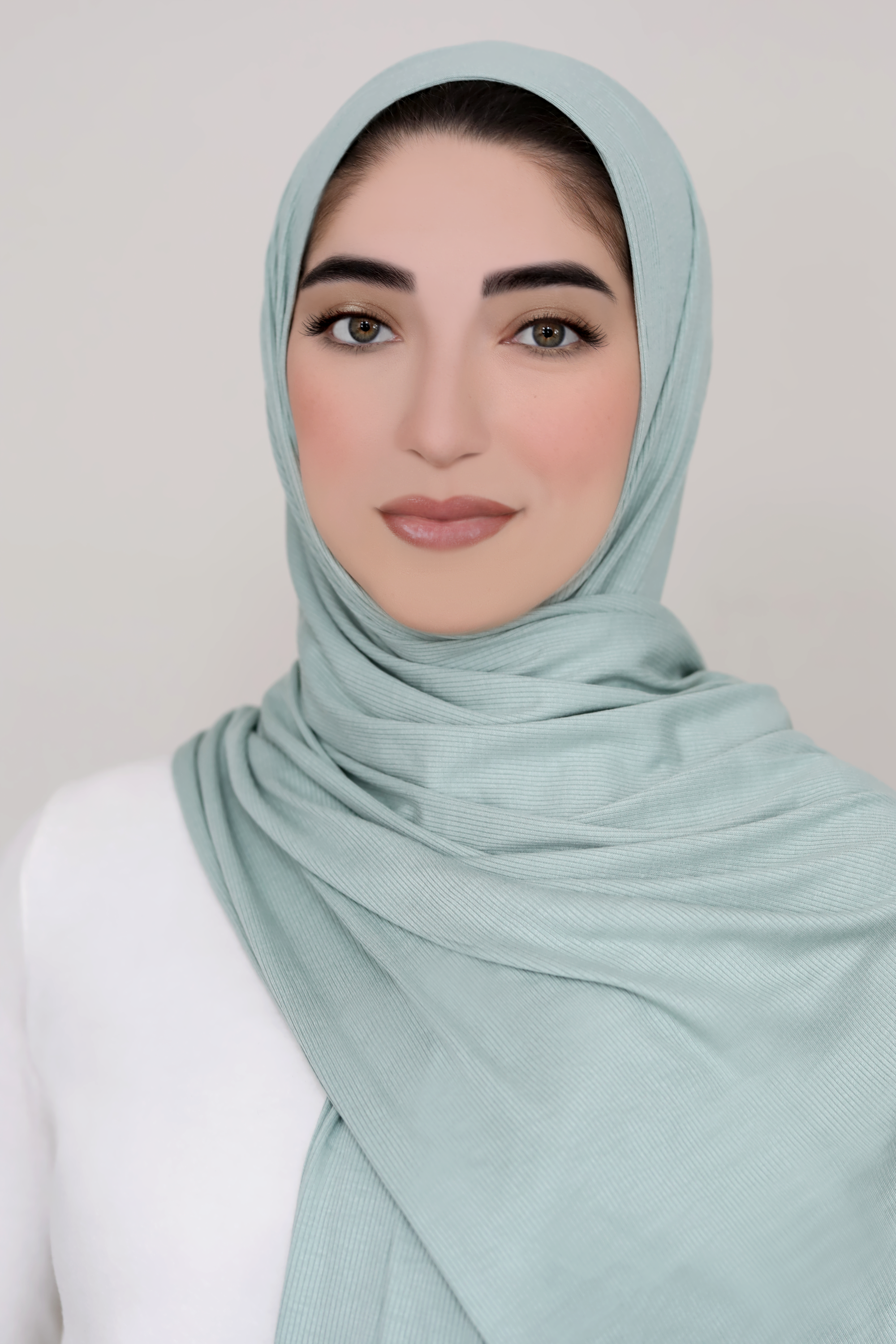 Bamboo Ribbed Jersey Hijab-Celadon