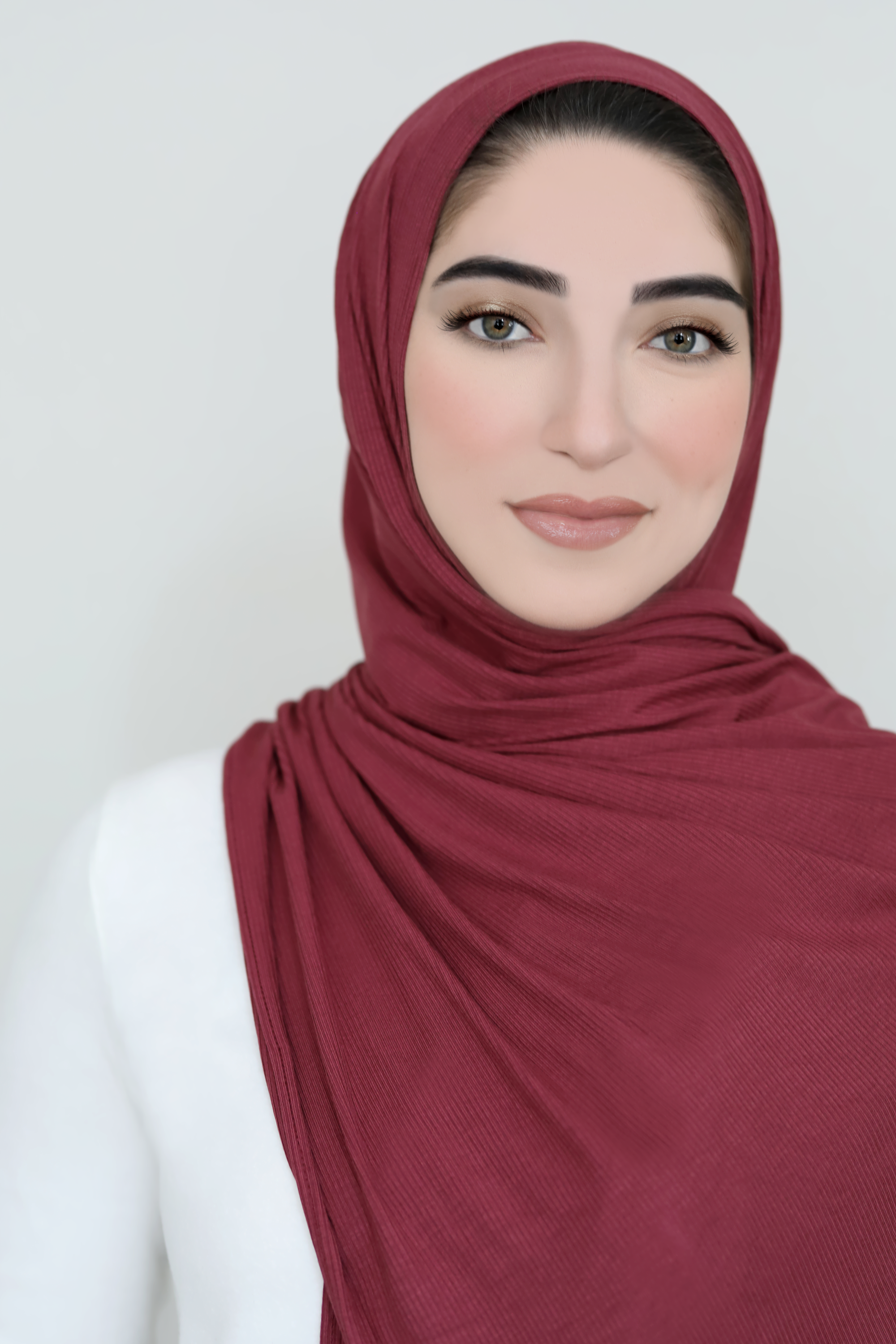 Bamboo Ribbed Jersey Hijab-Maroon