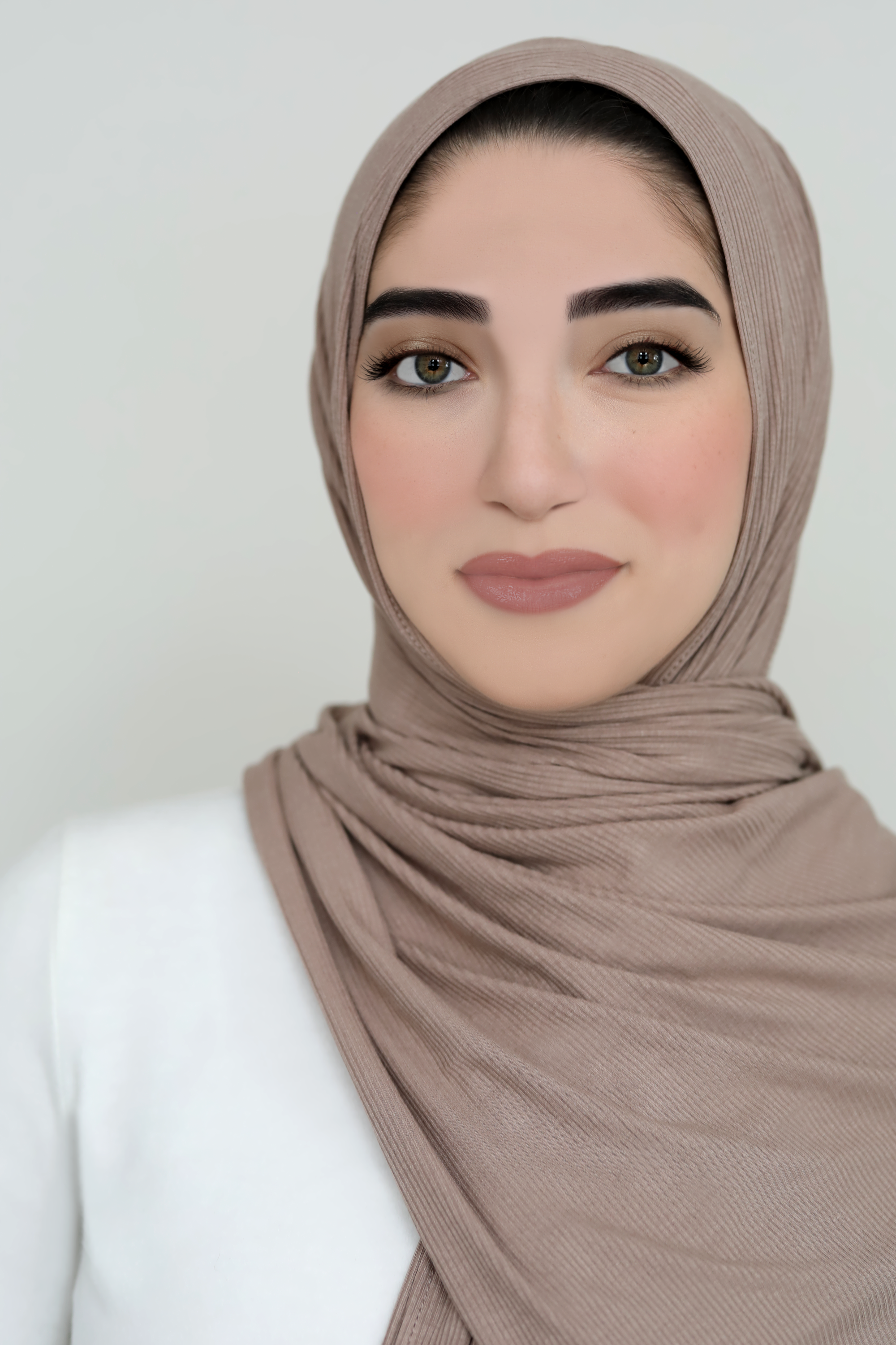 Bamboo Ribbed Jersey Hijab-Taupe