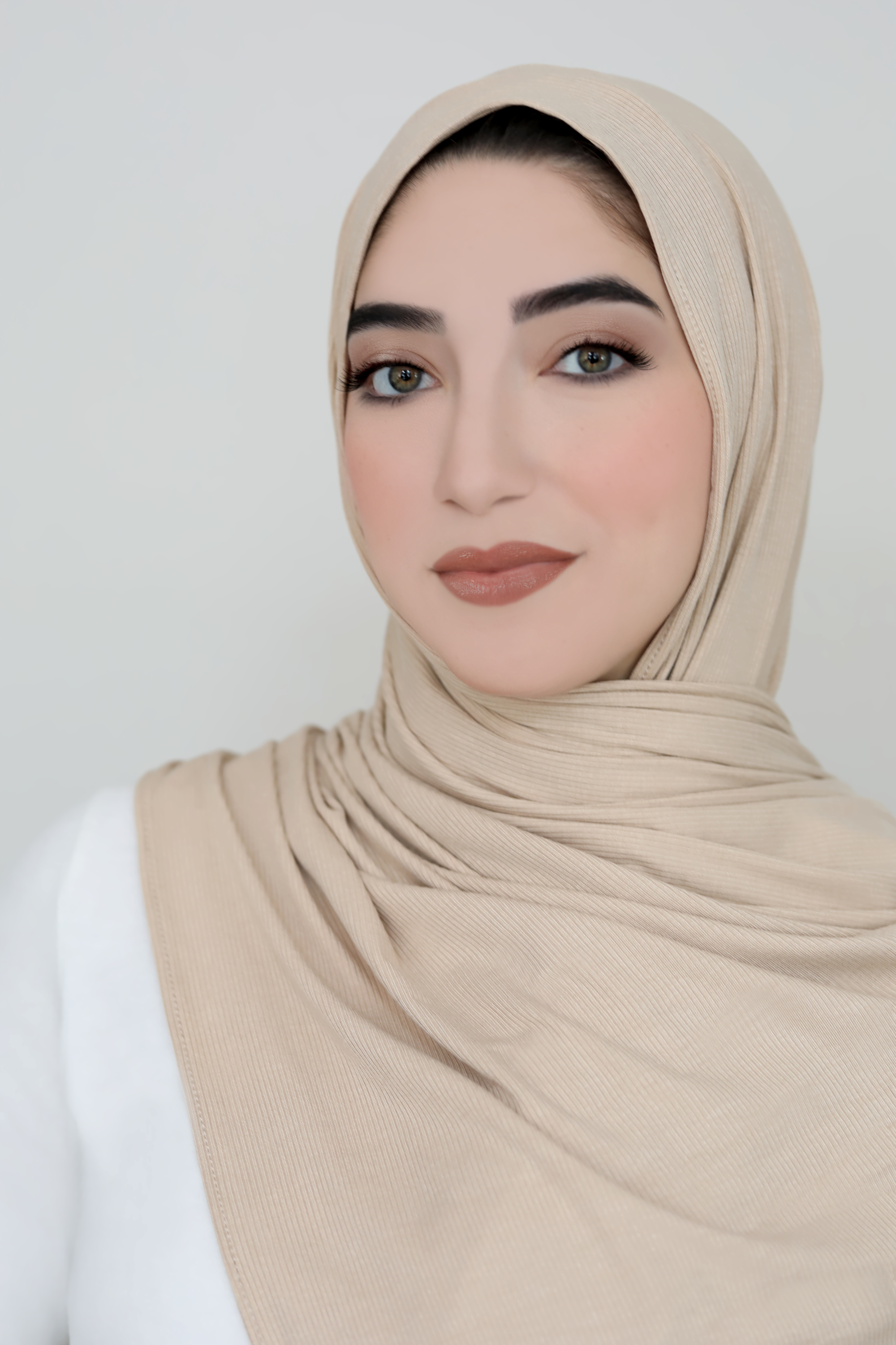 Bamboo Ribbed Jersey Hijab-Buttercream