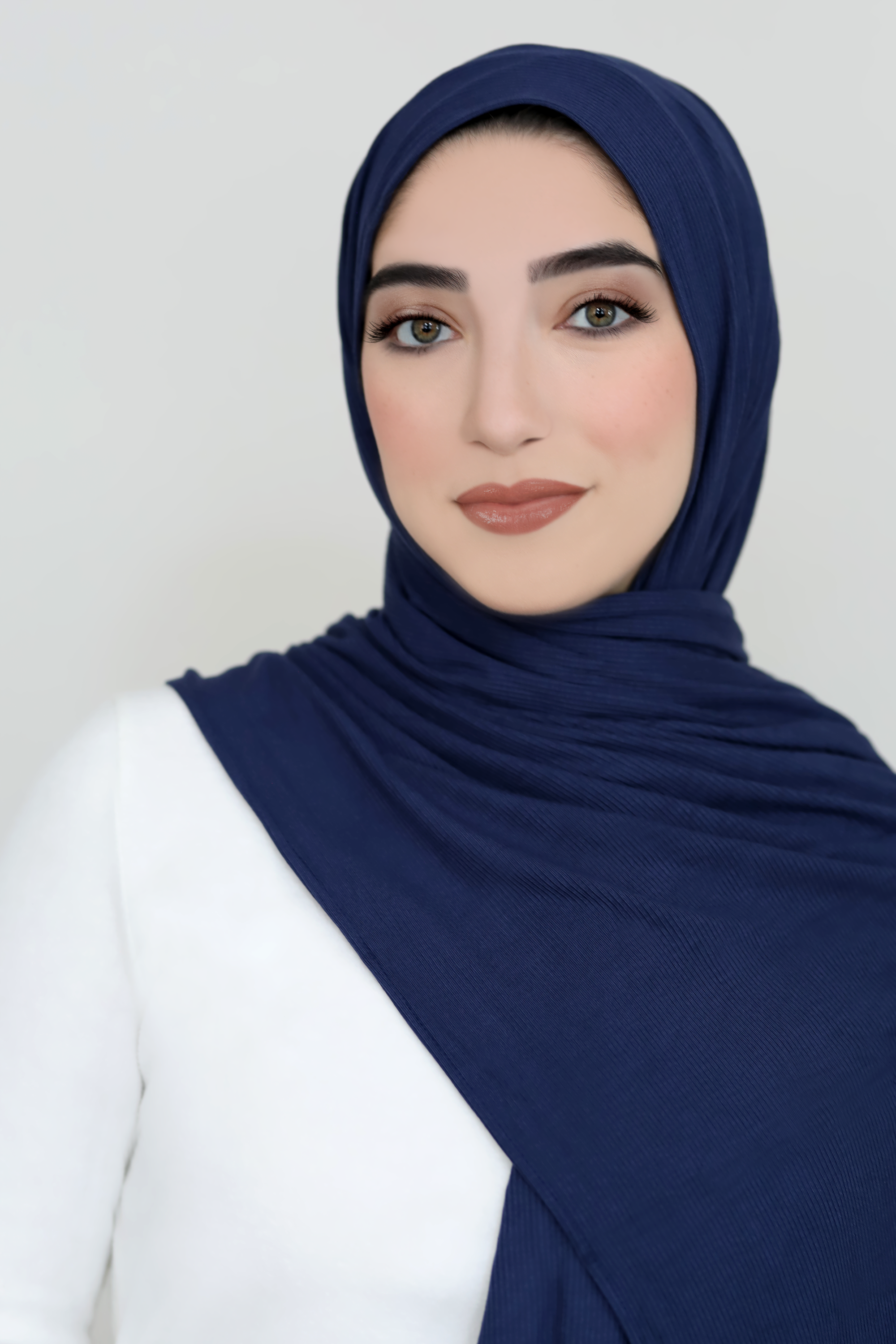 Bamboo Ribbed Jersey Hijab-Navy