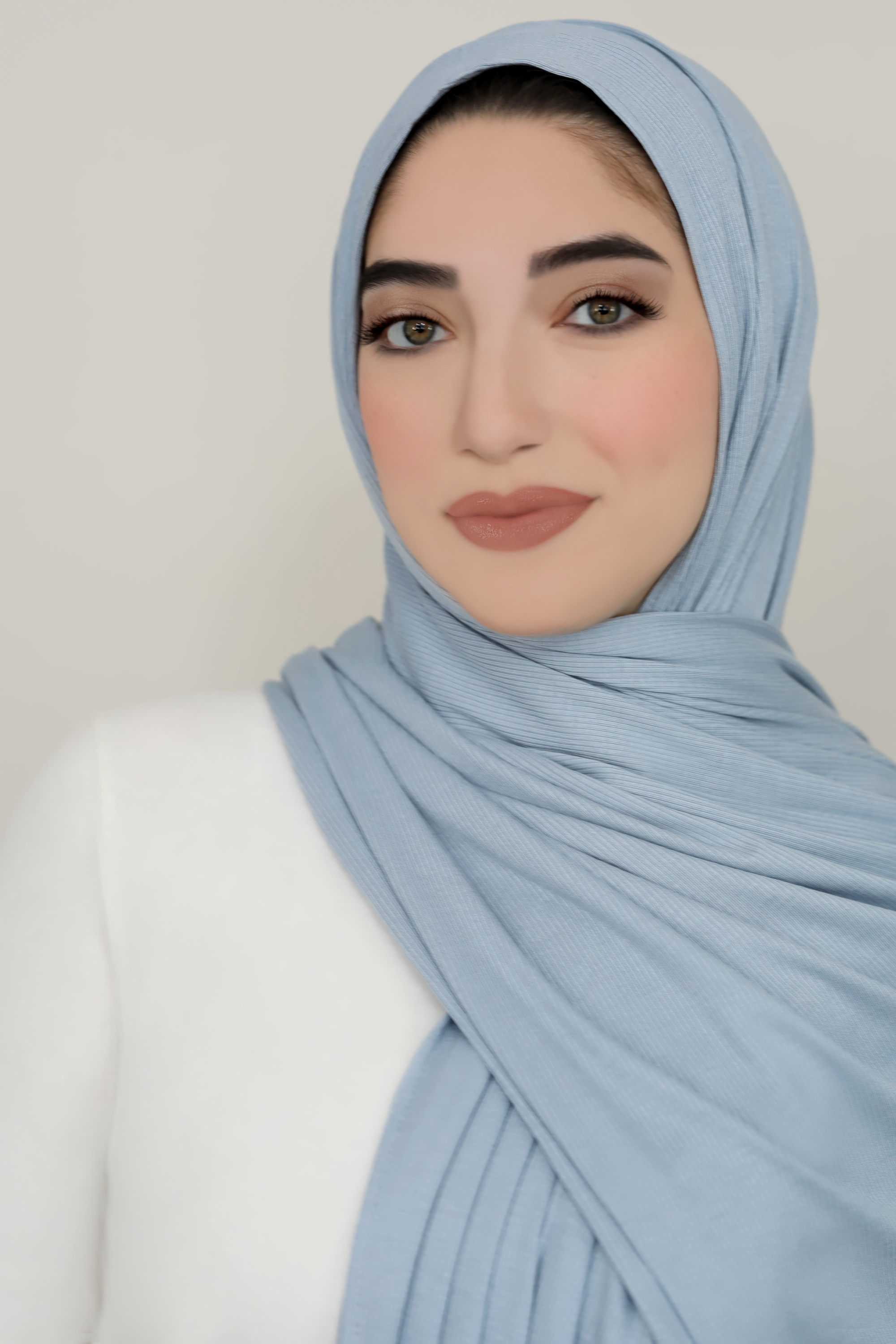 Bamboo Ribbed Jersey Hijab-Sky Blue