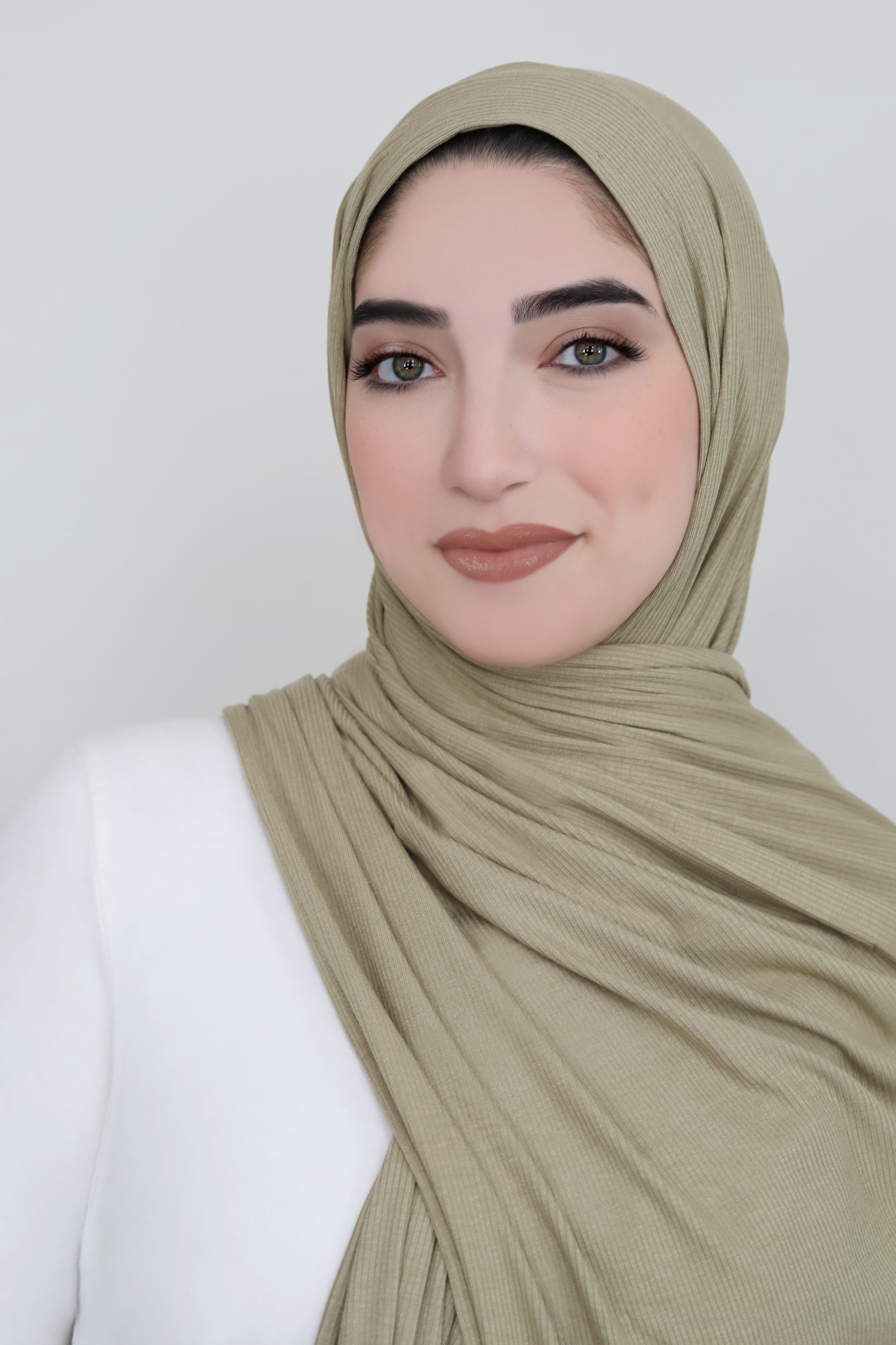 Bamboo Ribbed Jersey Hijab-Fern