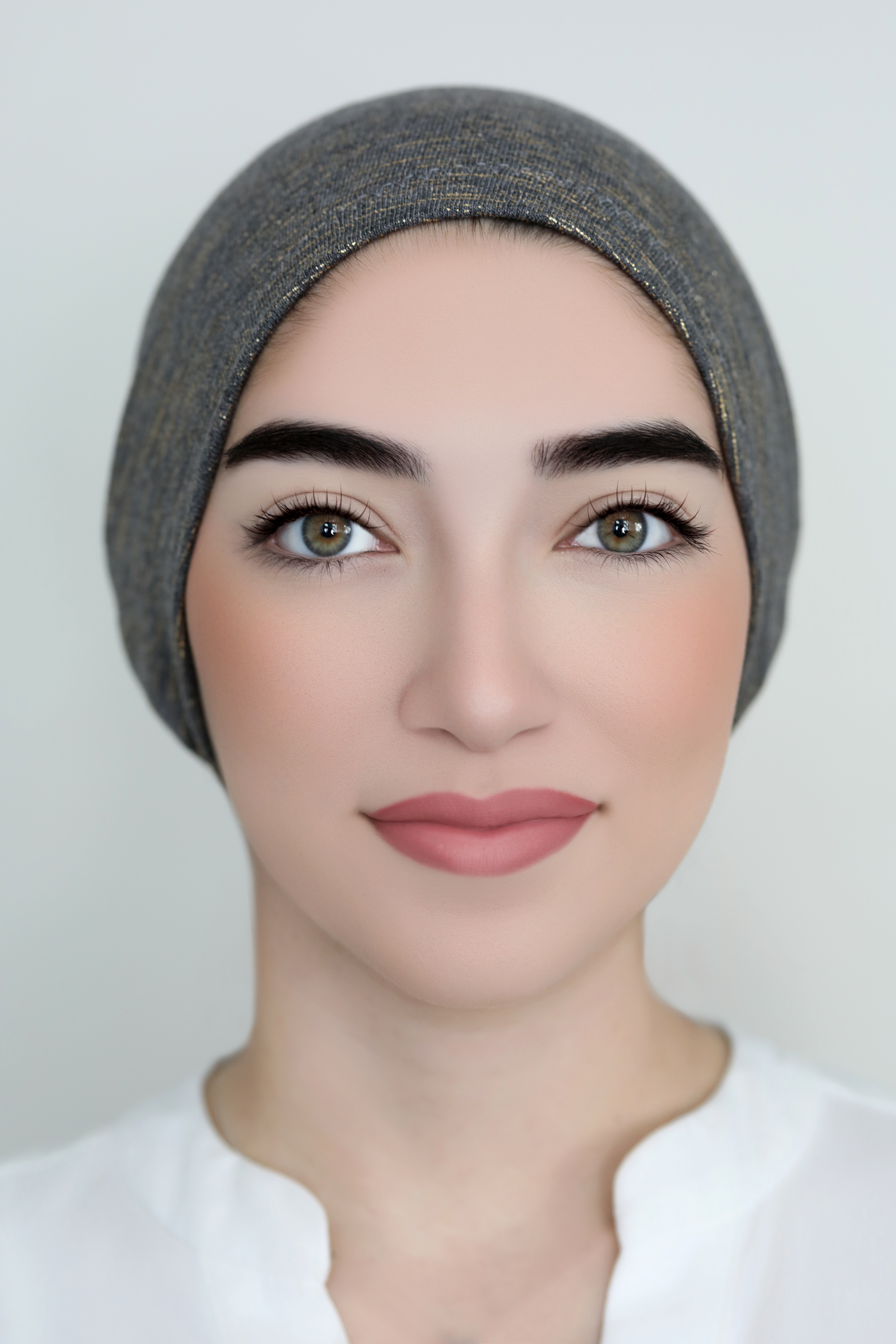 Gray Metallic Shimmer Hijab Cap
