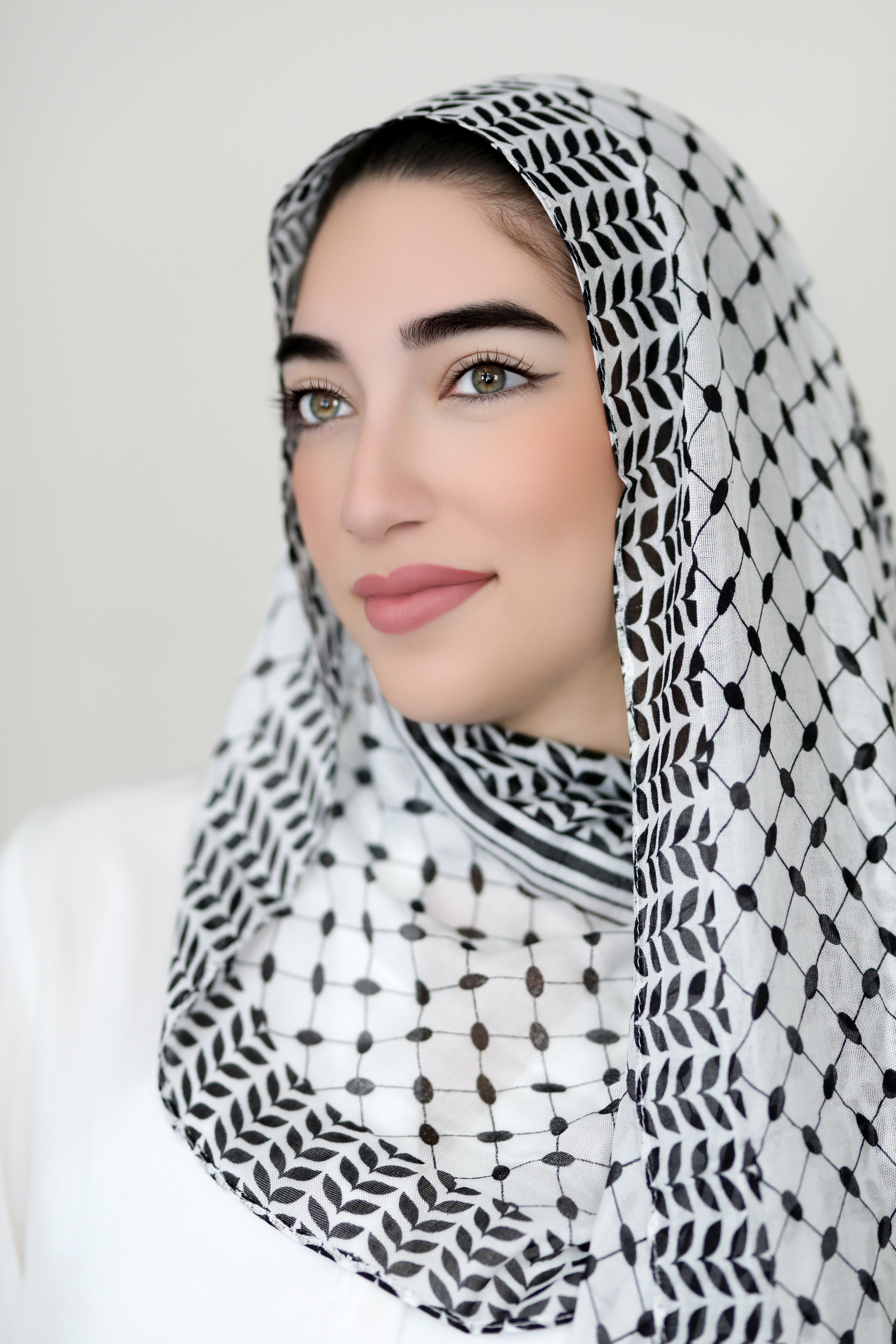 Keffiyeh Printed Modal Hijab-White