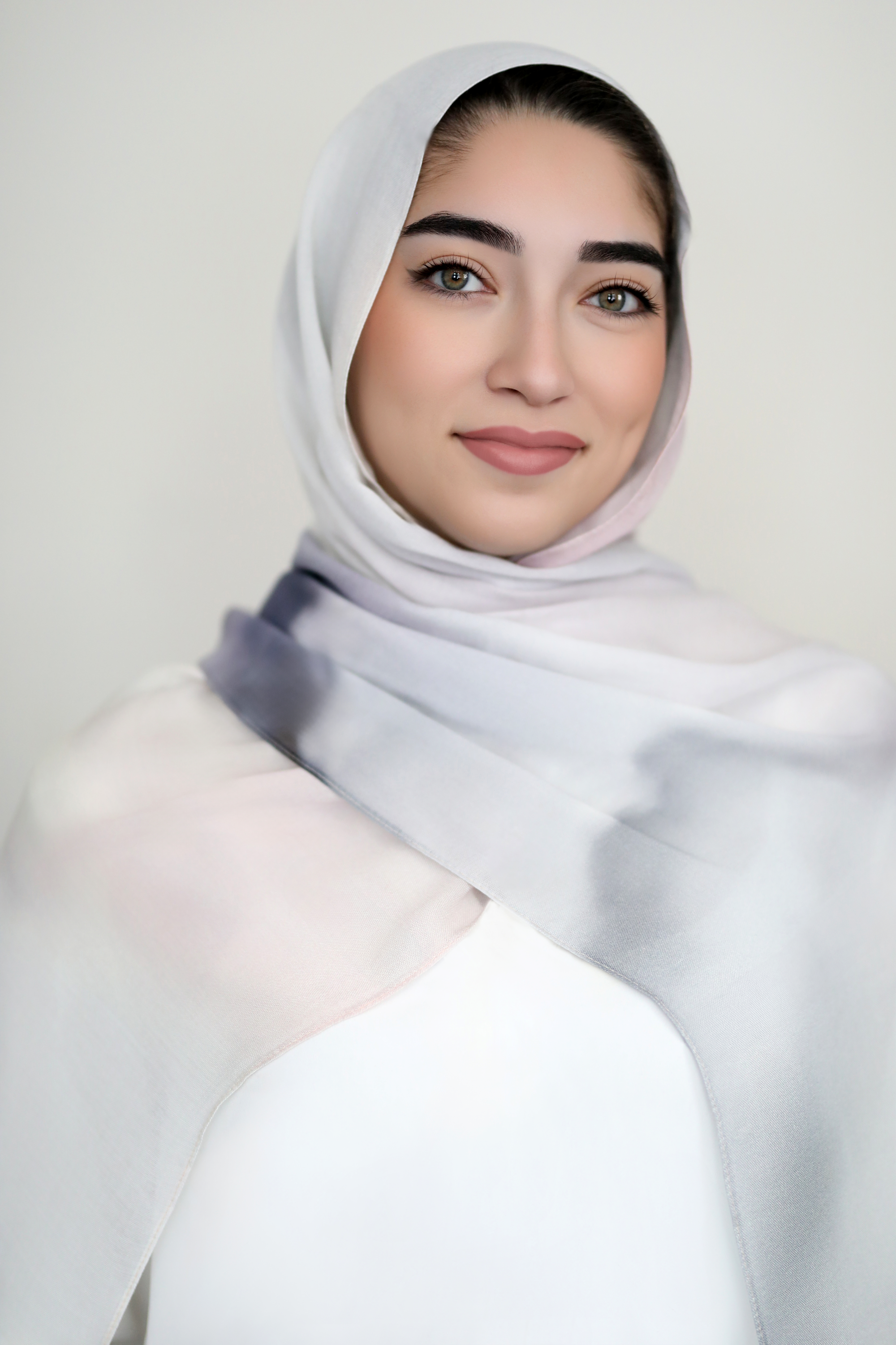 Watercolor Printed Modal Hijab-Gray