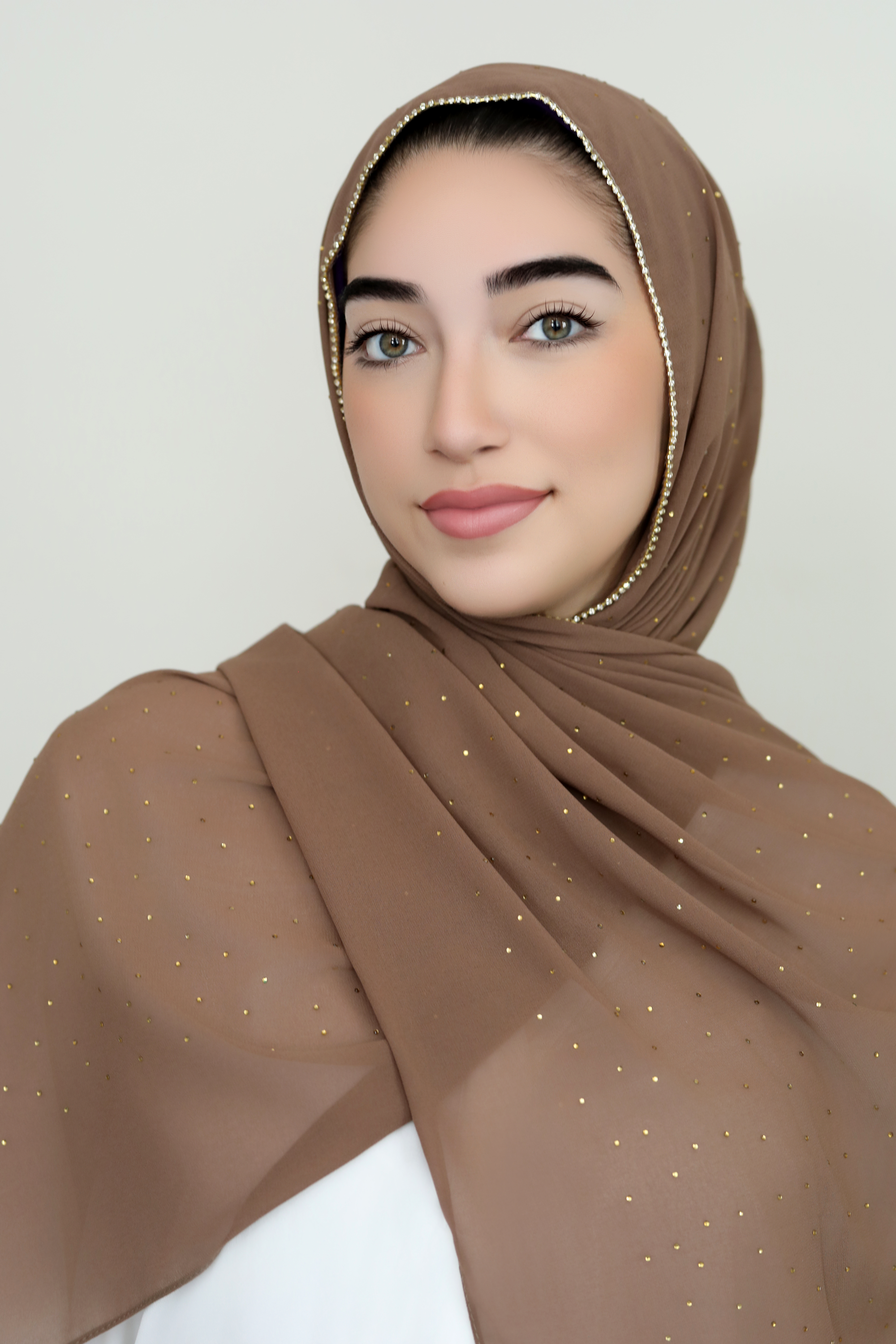 Stone Edge Chiffon Hijab-Tan