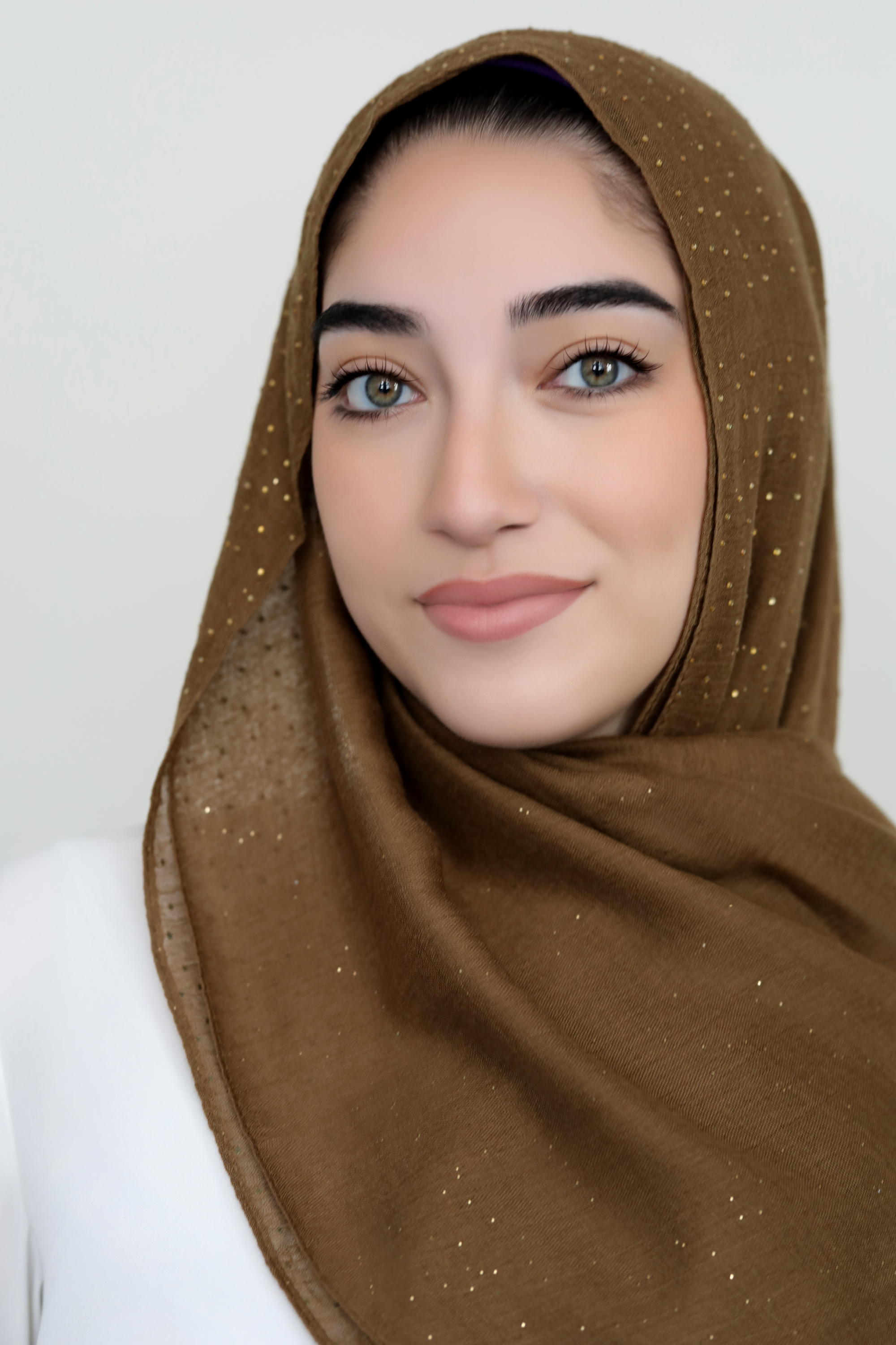 Gold Specks Viscose Hijab-Light Brown