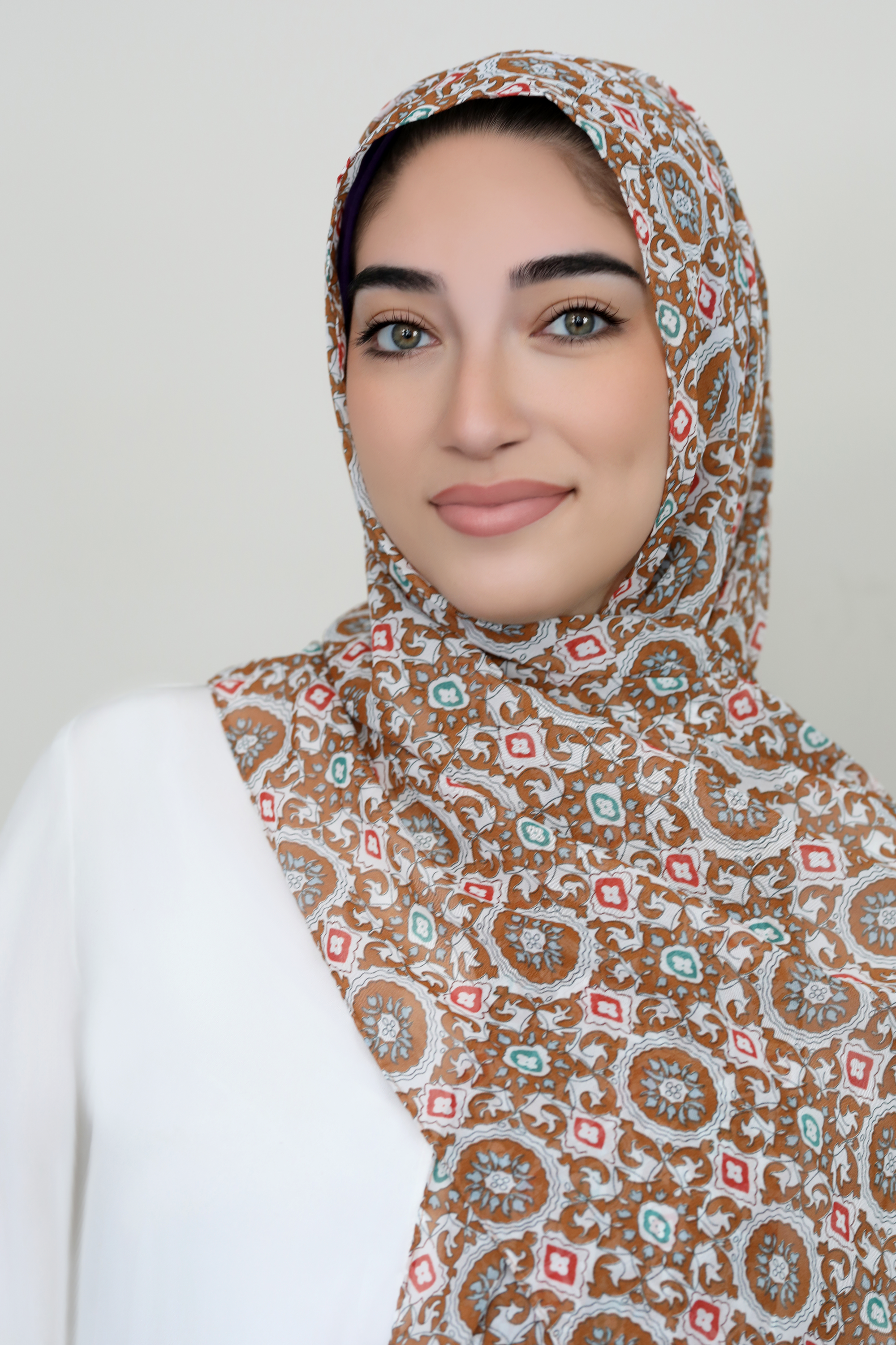 Retro Sole Printed Chiffon Hijab-Tan