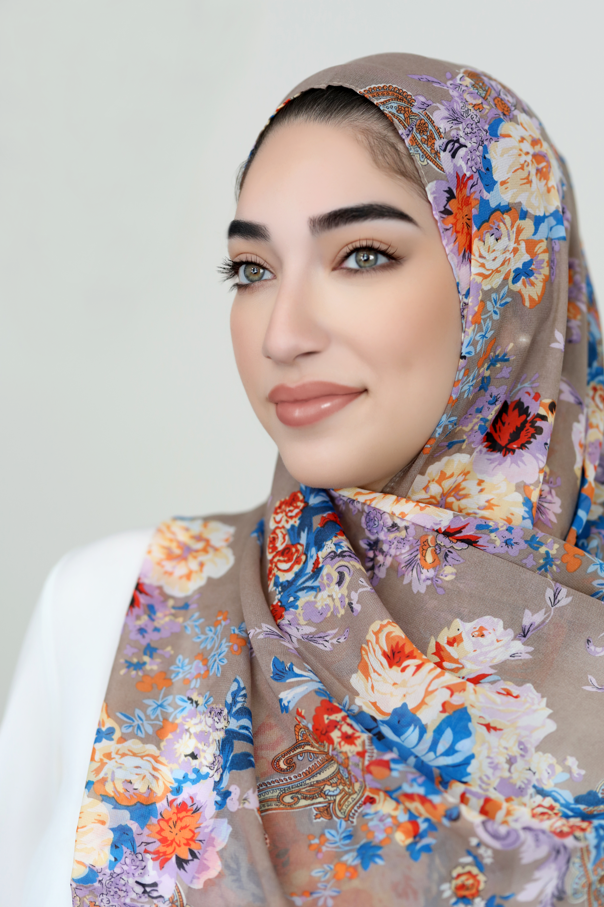 Paisley Burst Chiffon Hijab-Taupe