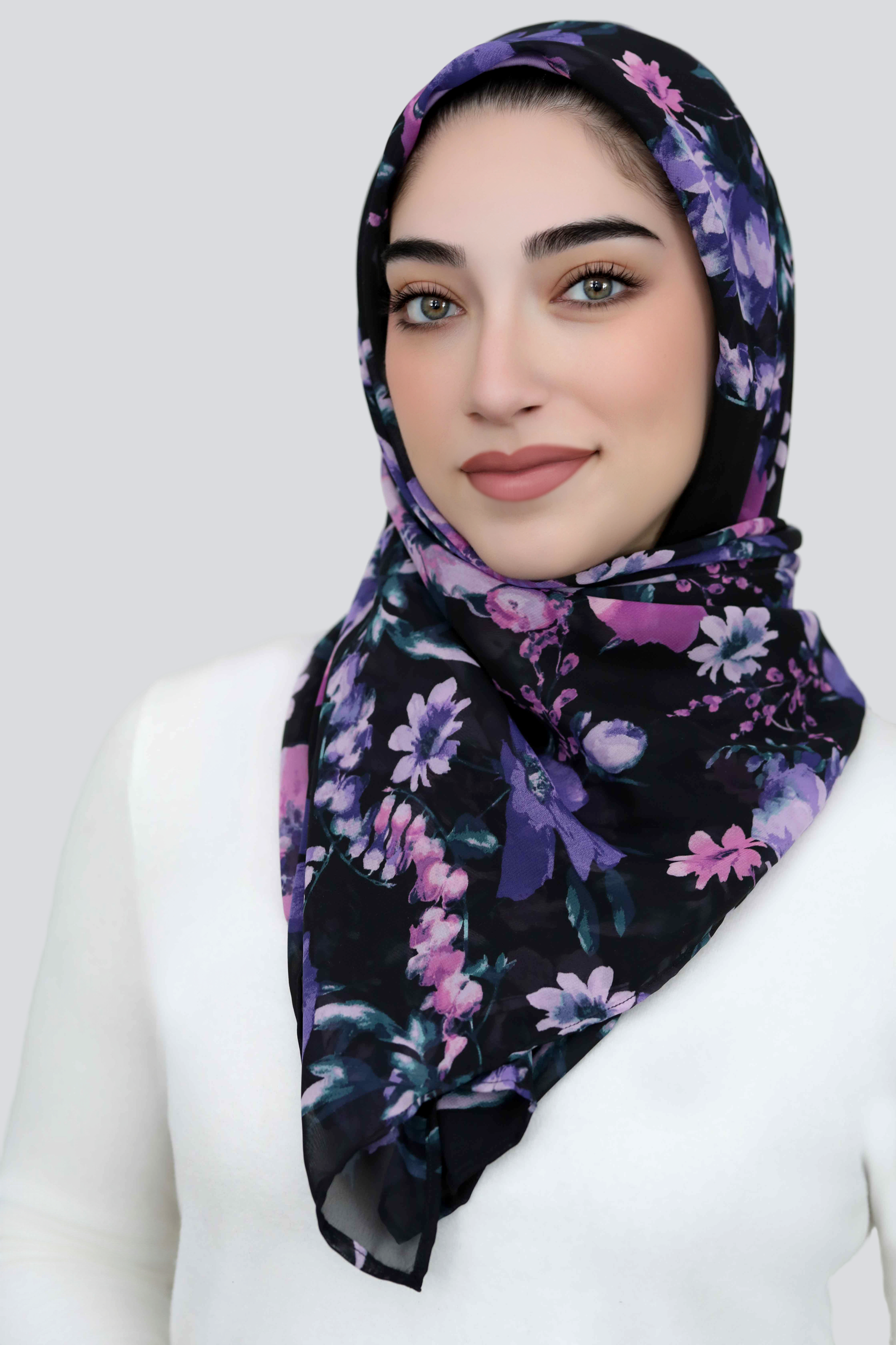 Violet Bloom Signature Square Hijab