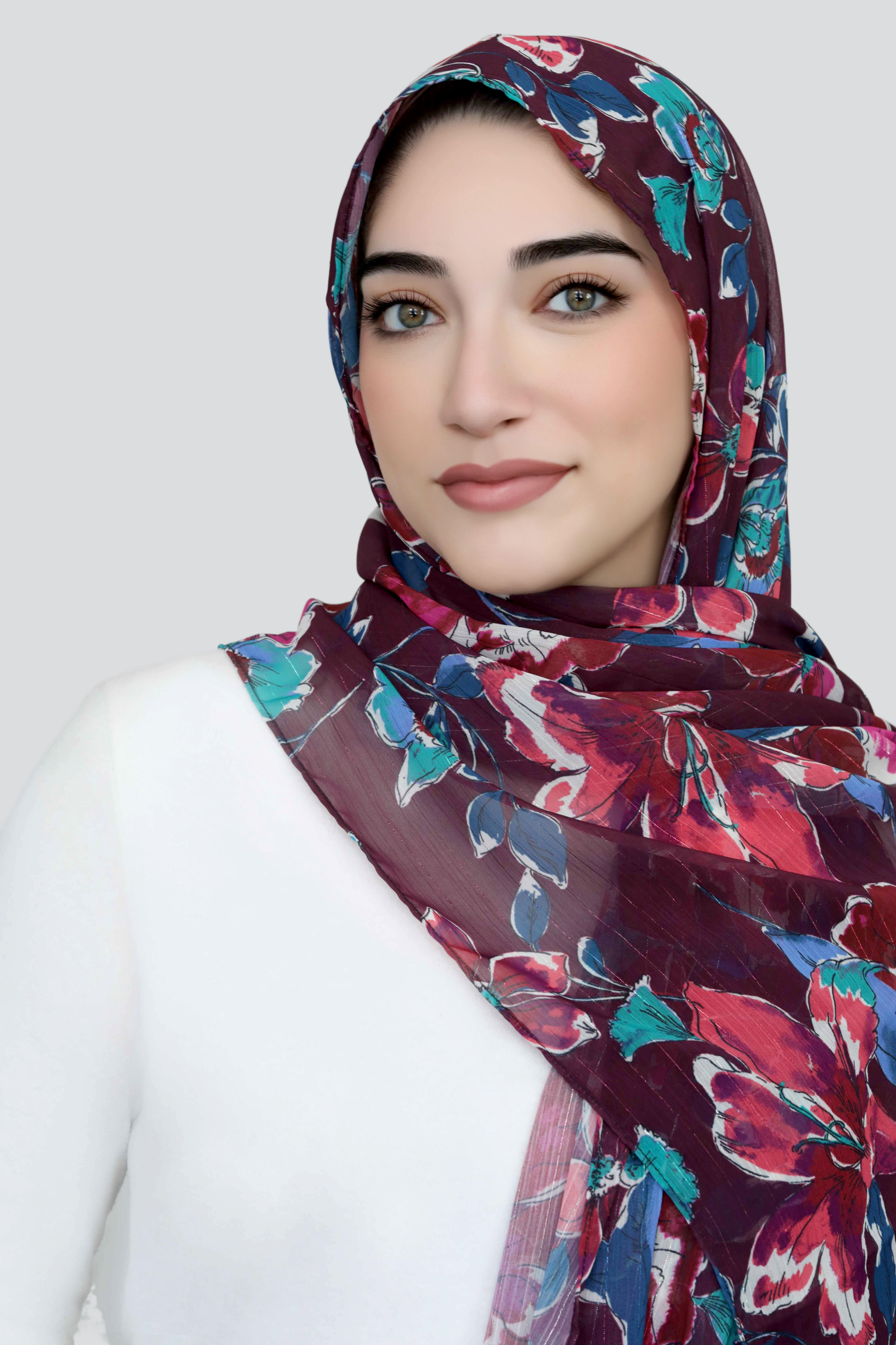 Crimson Shimmer Signature Chiffon Hijab