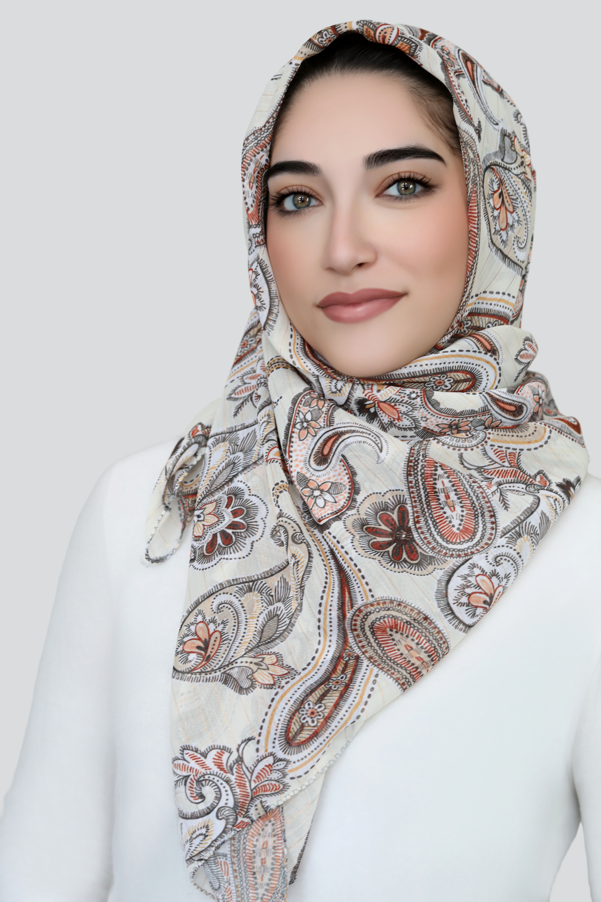 Rust Paisley Signature Square Hijab