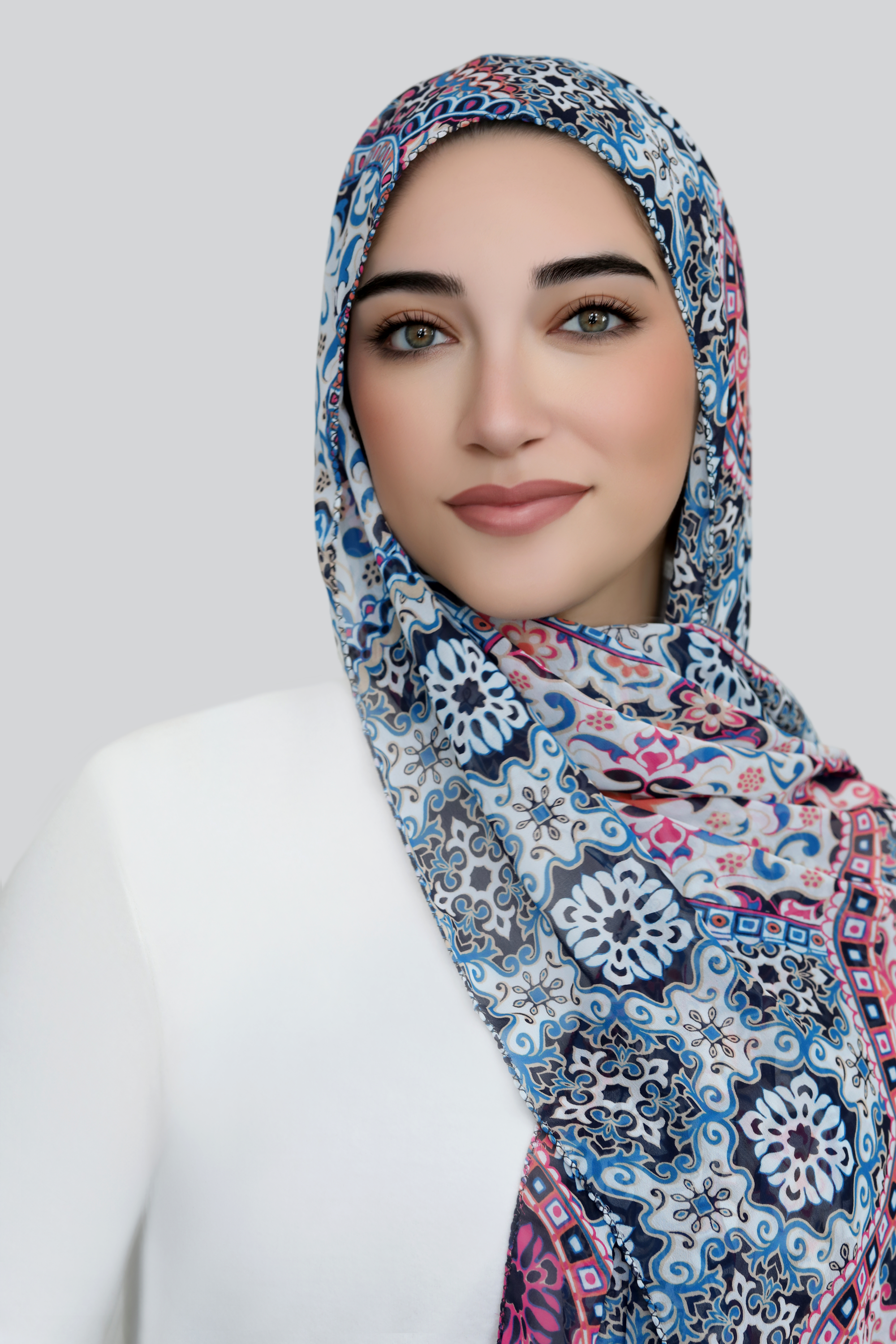 Azure Mosaic Signature Chiffon Hijab