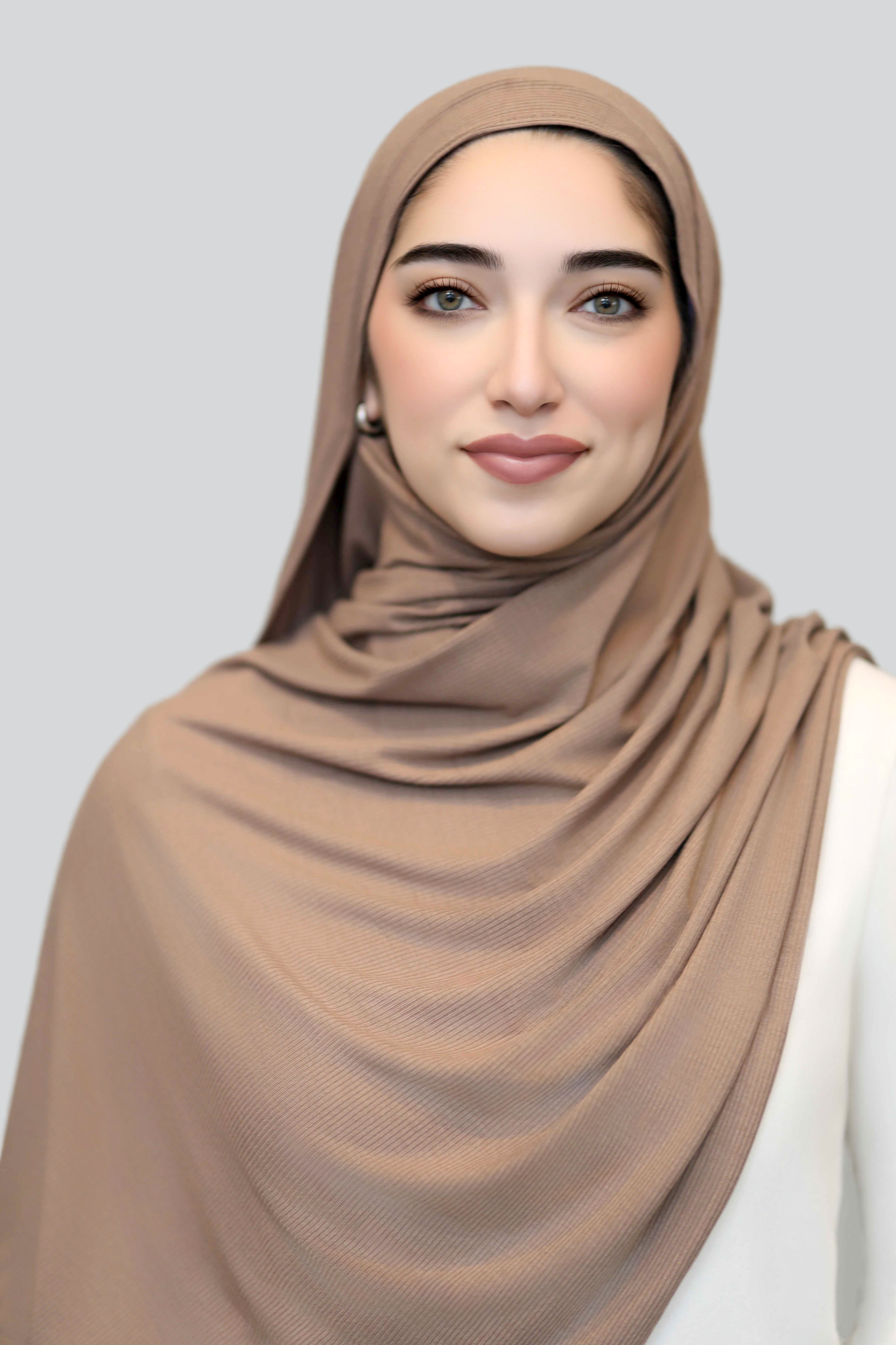 Bamboo Ribbed Jersey Hijab-Mocha