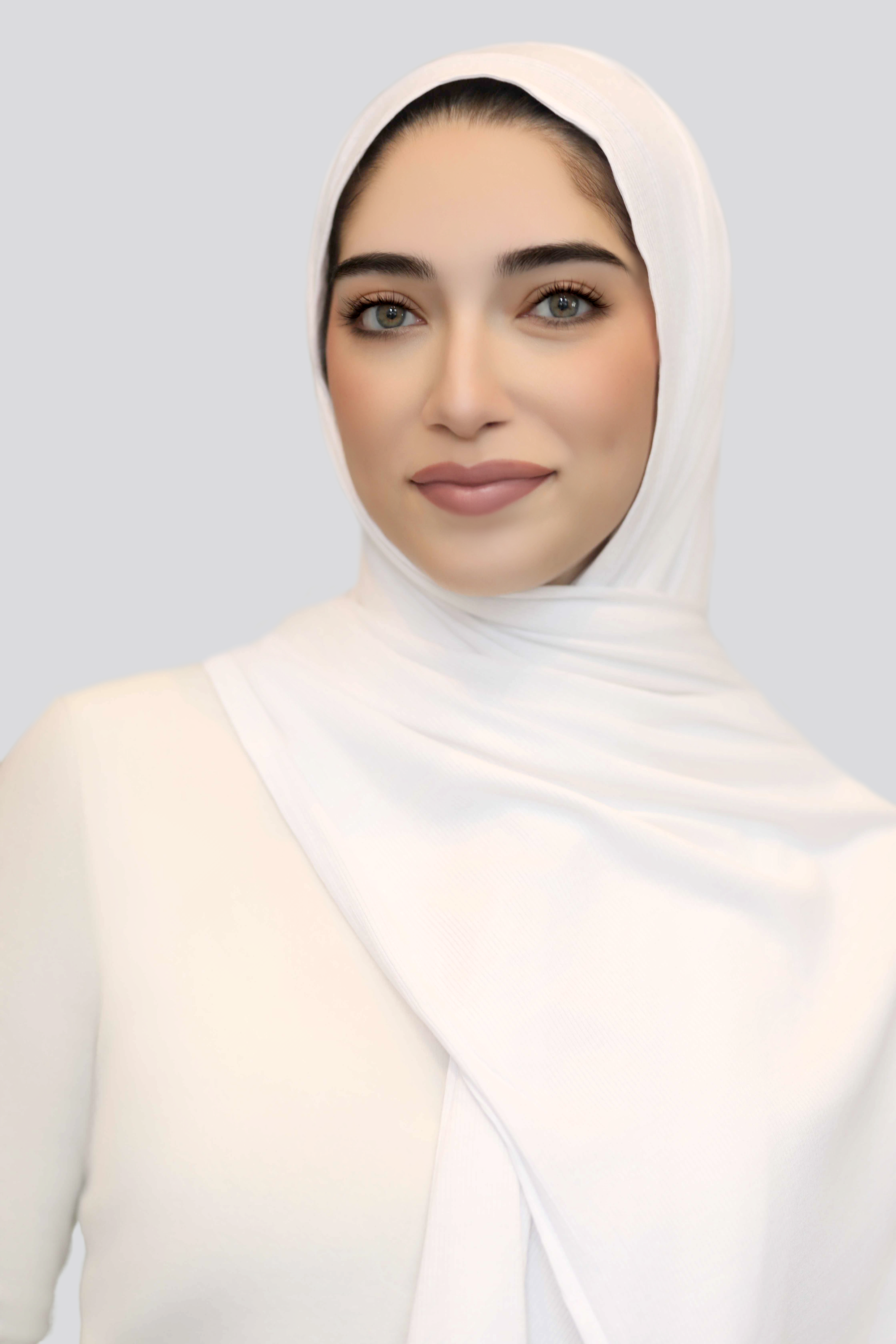 Bamboo Ribbed Jersey Hijab-White