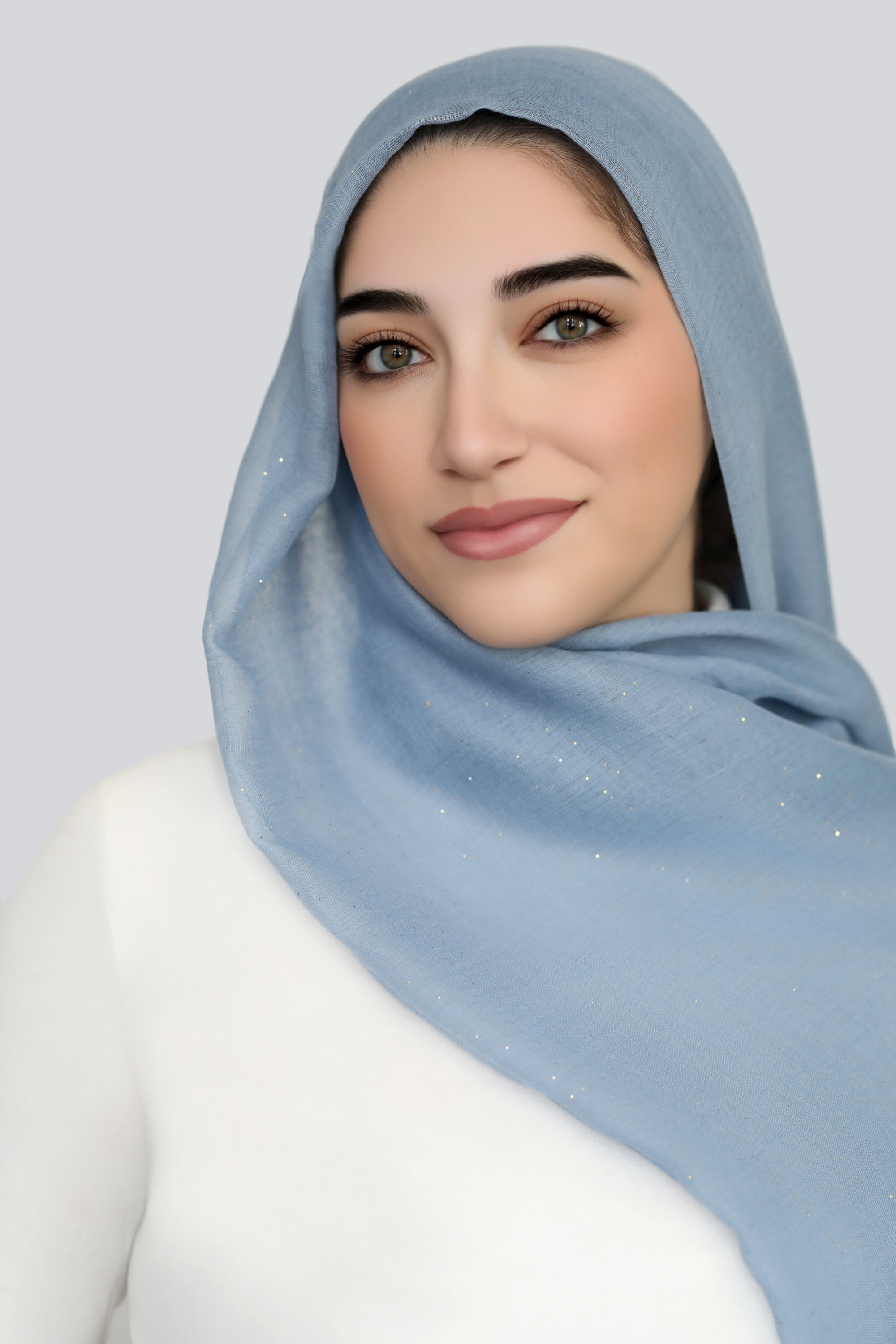 Gold Dust Light Hijab-Faded Denim