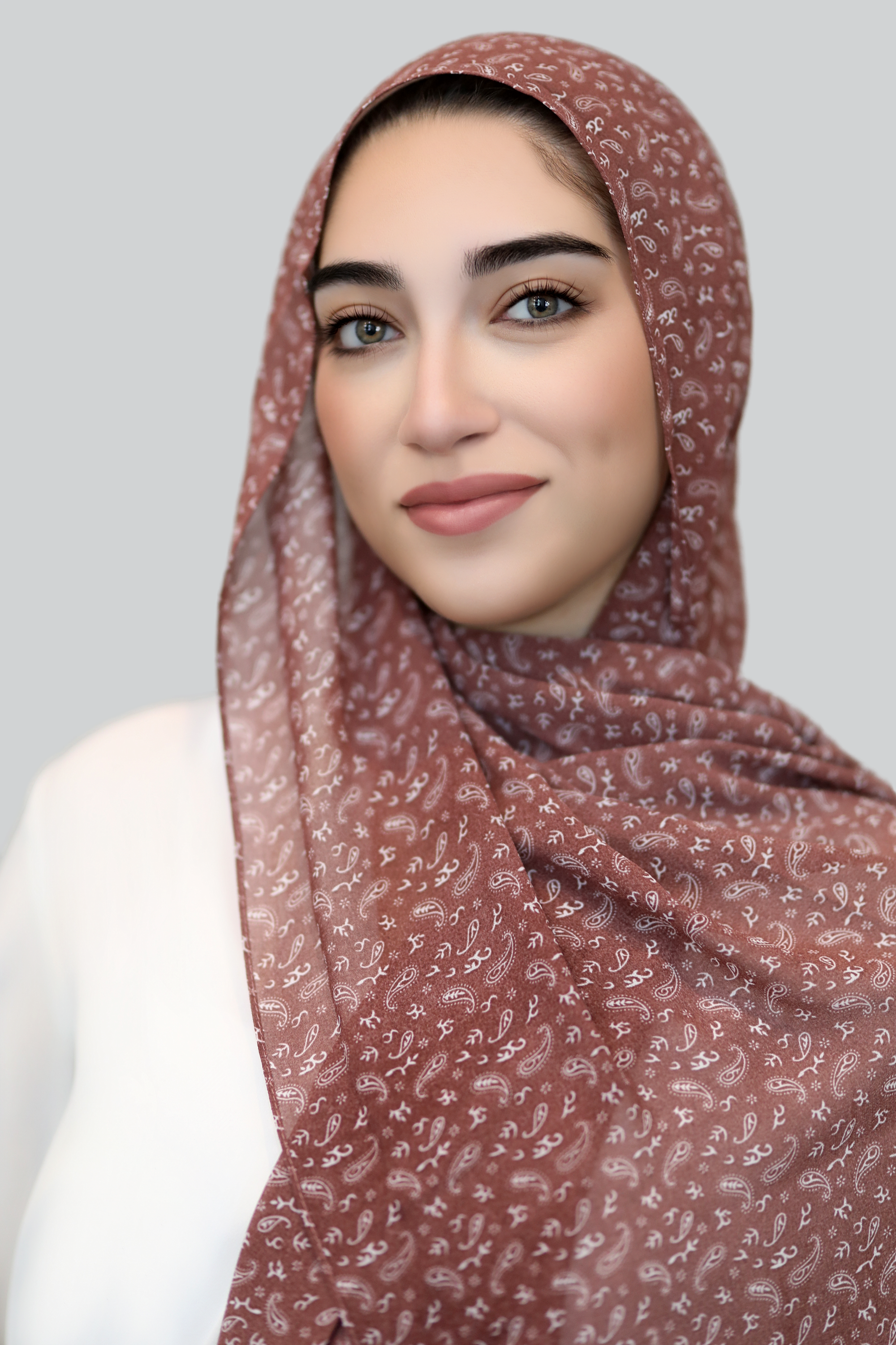 Rosewood Paisley Chiffon Hijab