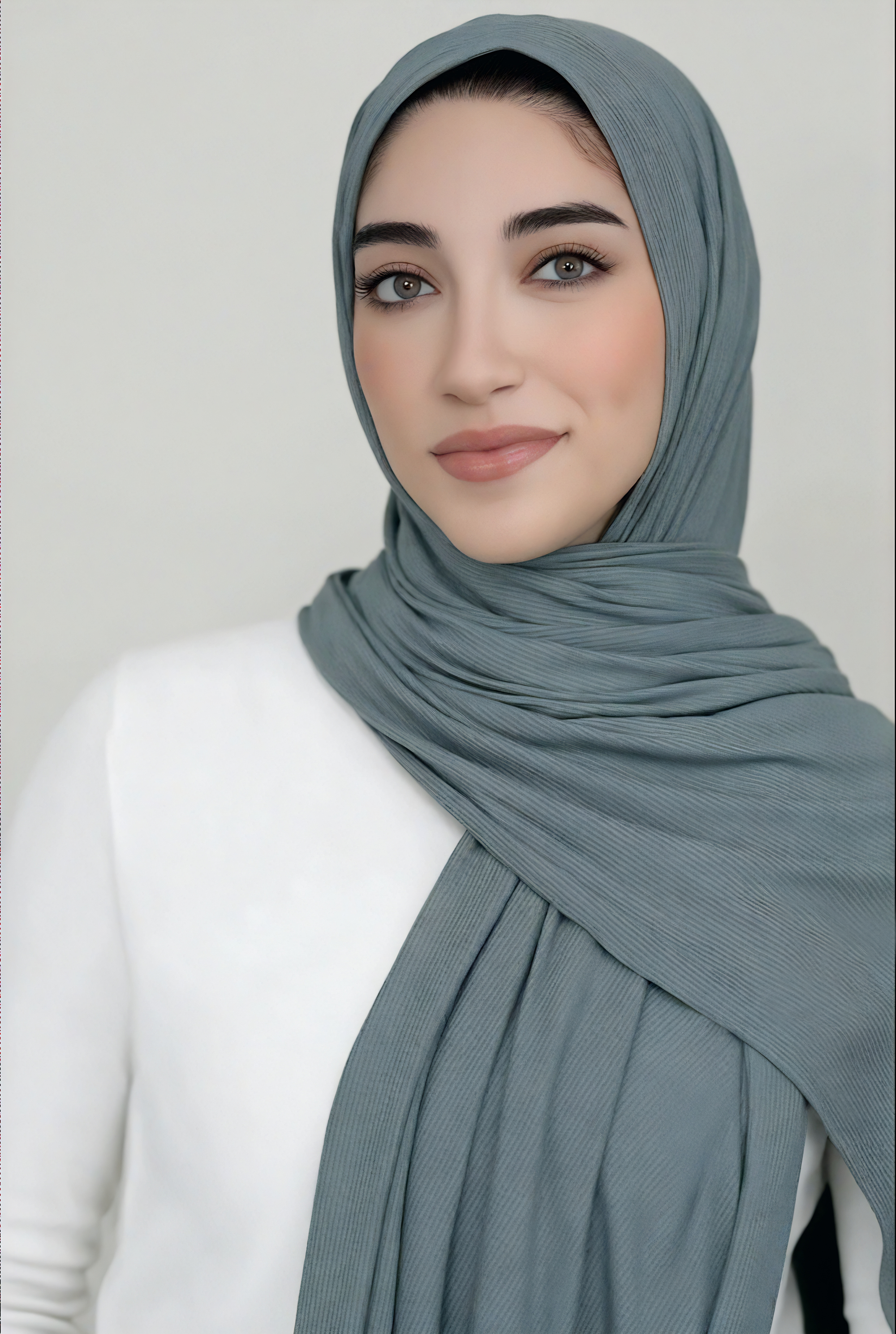 Bamboo Ribbed Jersey Hijab-Pewter