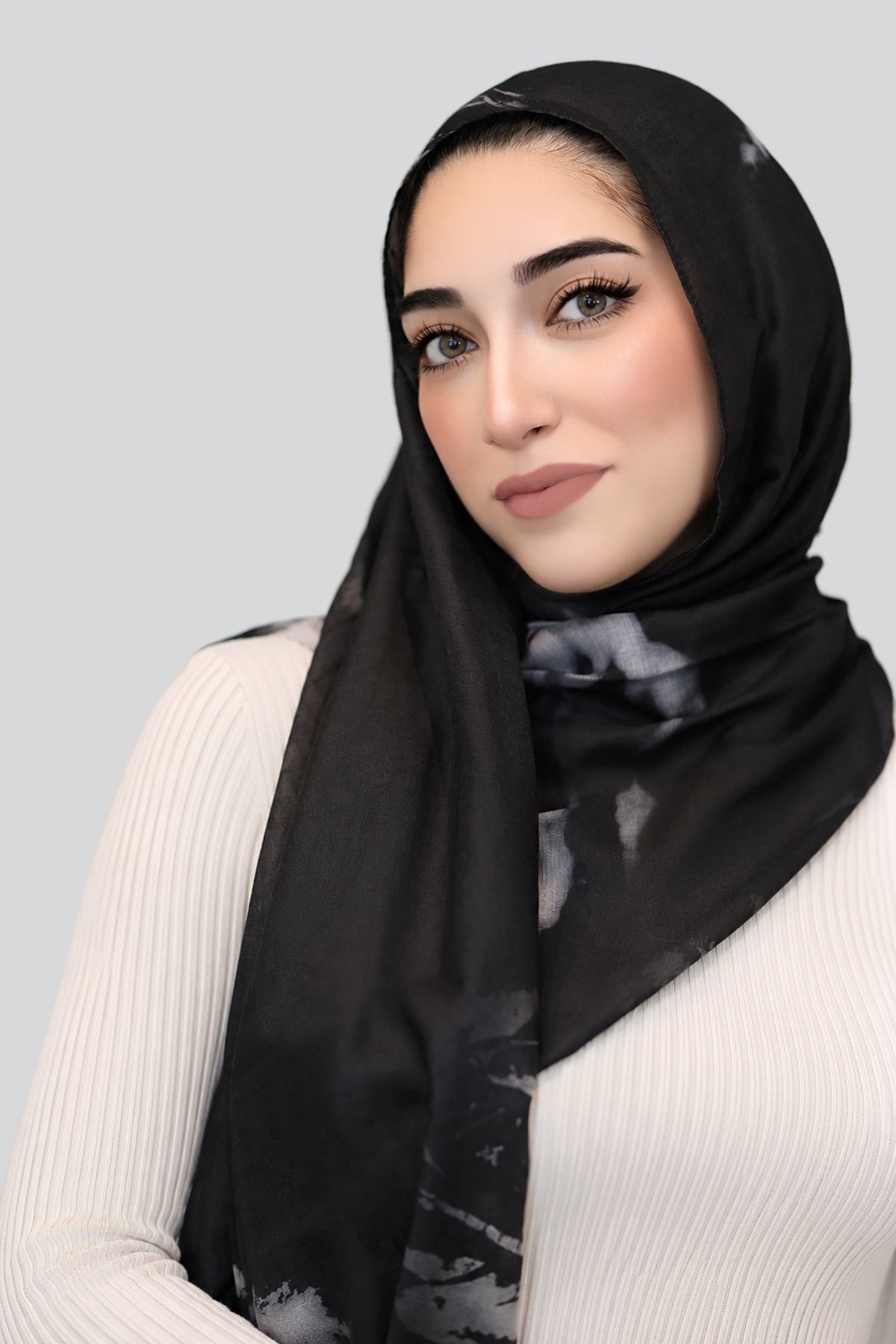 Charcoal Haze Printed Viscose Hijab