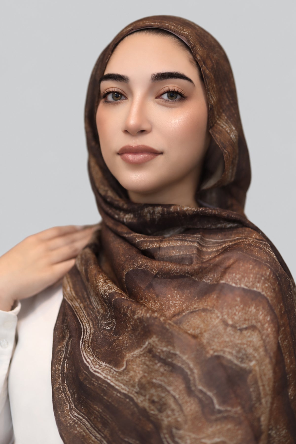brown printed hijab