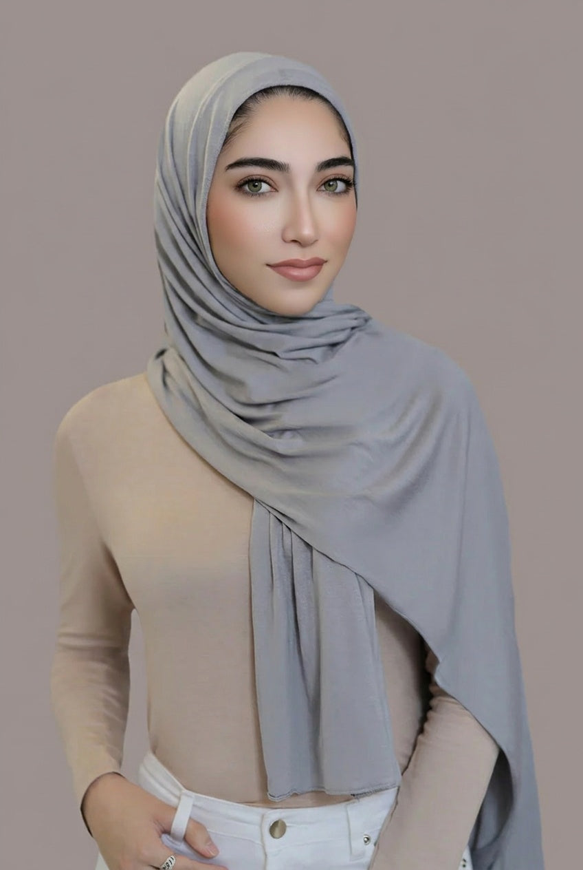 Small Jersey Hijab-Light Gray