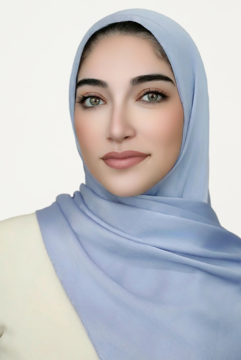 Satin Crinkle Hijab-Blue