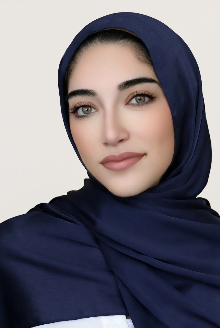 Satin Crinkle Hijab-Navy