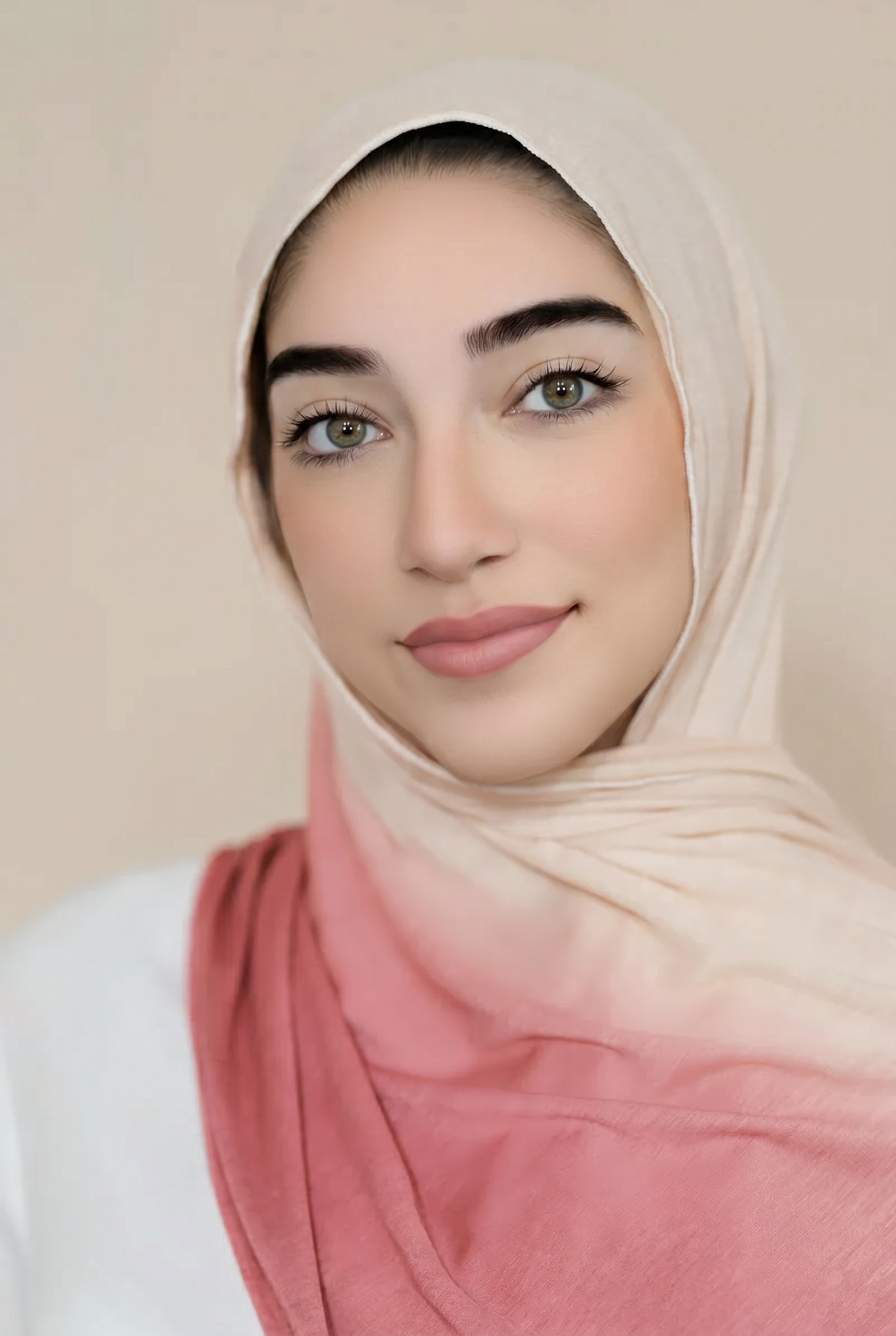Small Ombre Jersey Hijab-Beige Coral