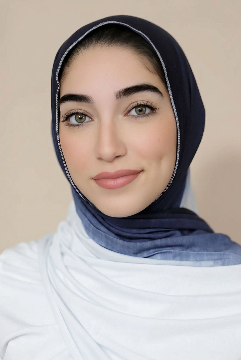 Small Ombre Jersey Hijab-Navy White
