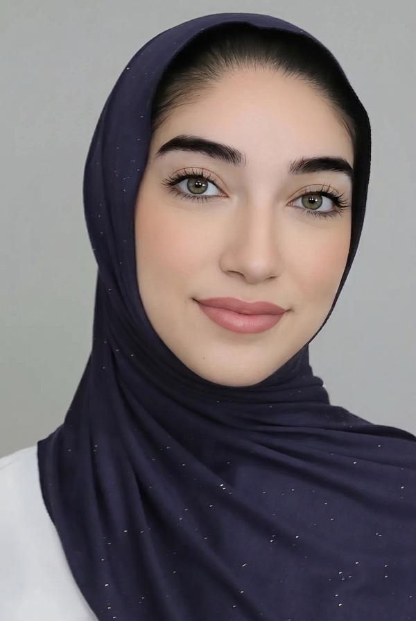 Small Shimmer Jersey Hijab-Navy