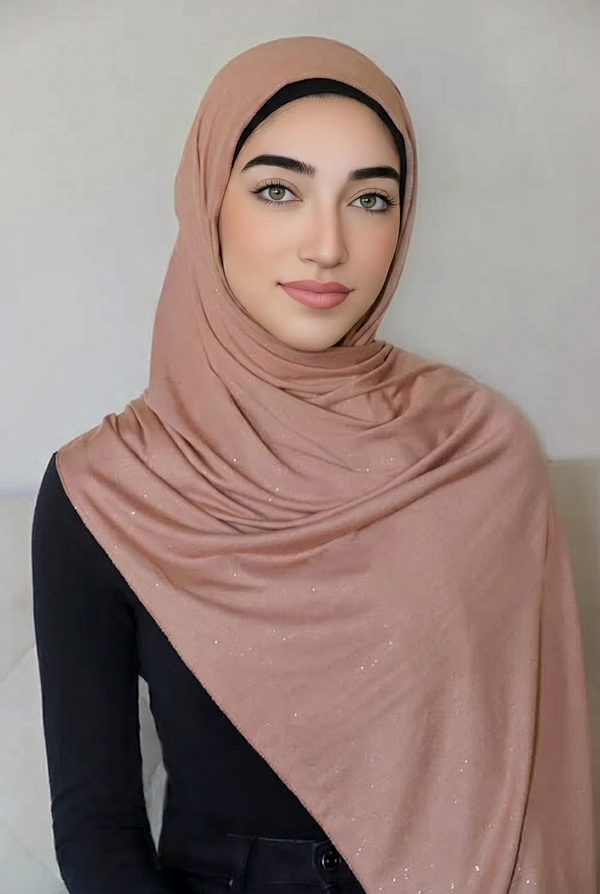 Small Shimmer Jersey Hijab-Tan