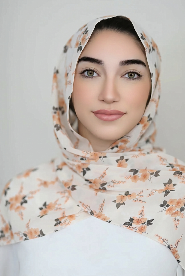 In The Shade Printed Chiffon Hijab-Beige