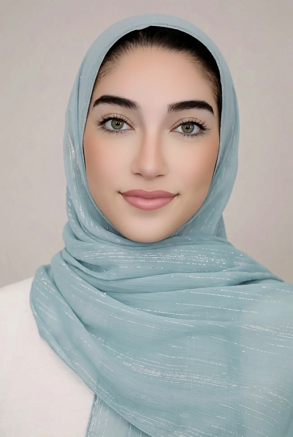 Lurex Shimmer Chiffon Hijab-Melody Blue