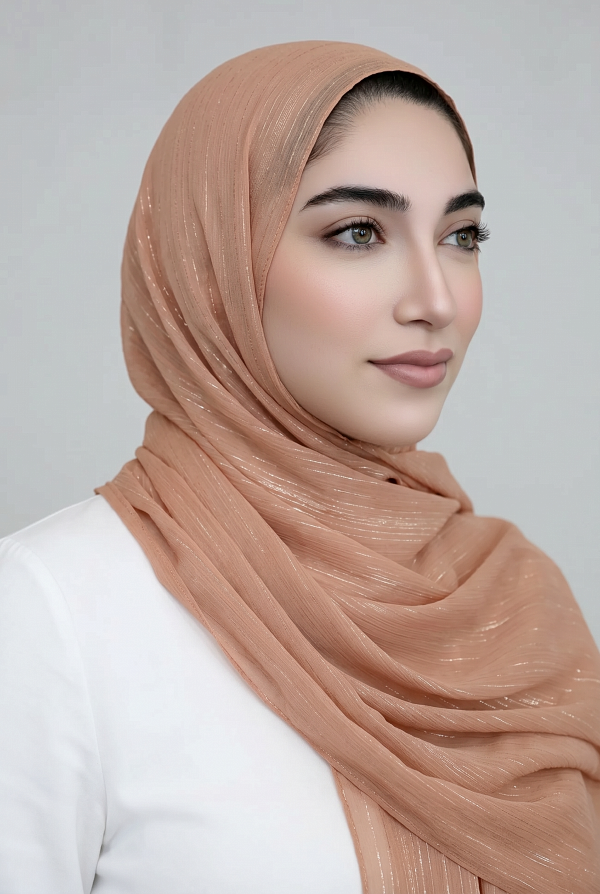 Lurex Shimmer Chiffon Hijab-Ginger