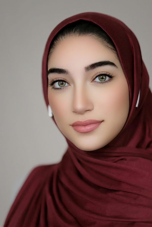 Slit Instant Jersey Hijab-Maroon