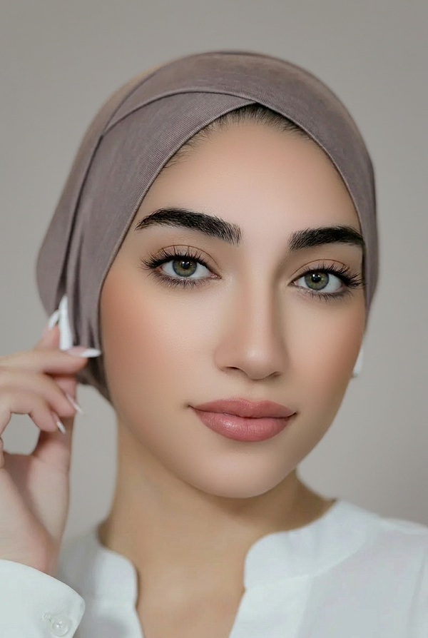 Slit Tie Back Criss Cross Bonnet-Dusty Mauve
