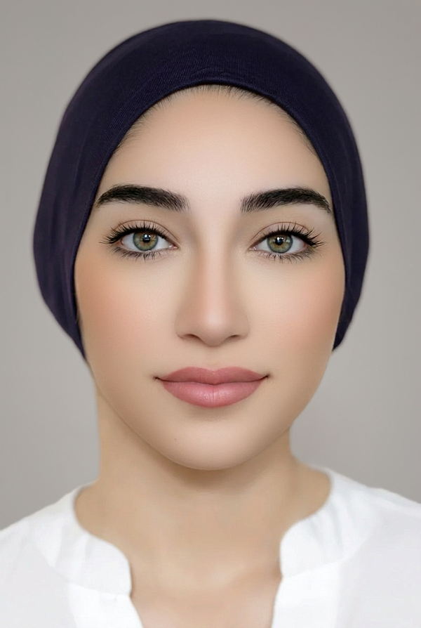 Seamless Tie-Back Bonnet-Navy