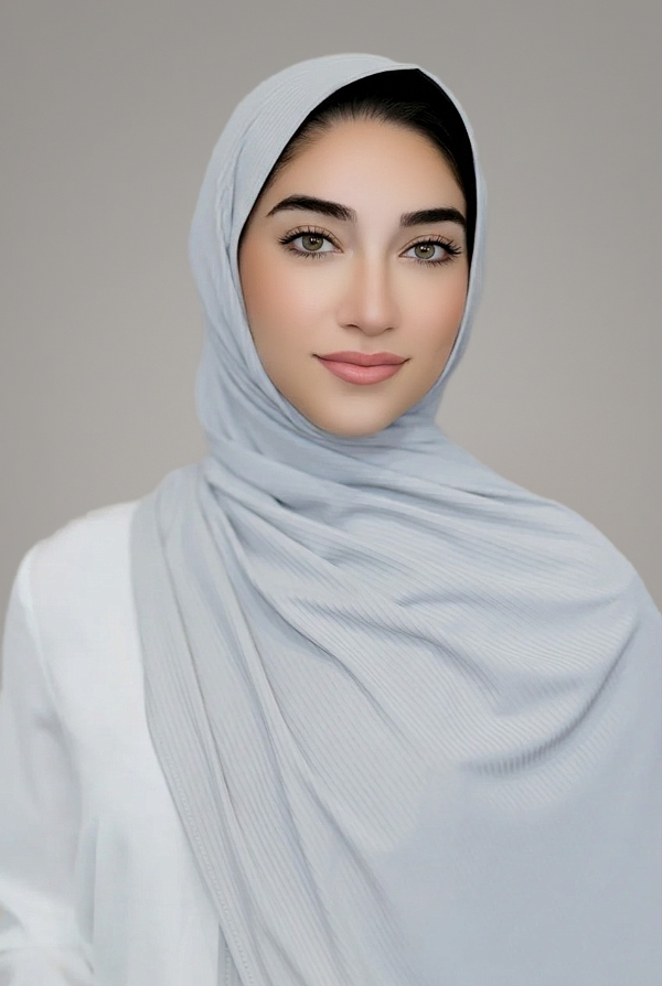 Ribbed Jersey Hijab-Grey