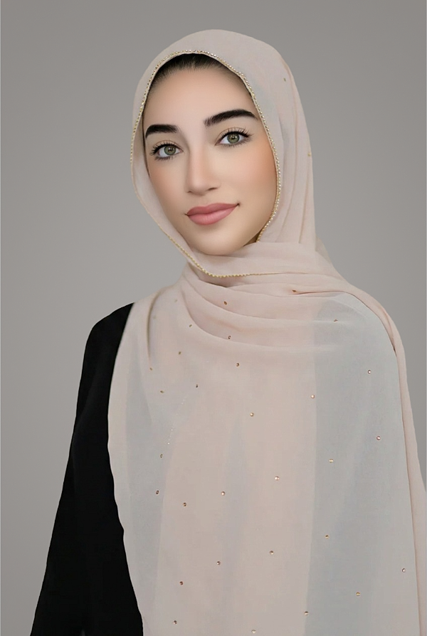 Stone Edge Chiffon Hijab-Light Pink